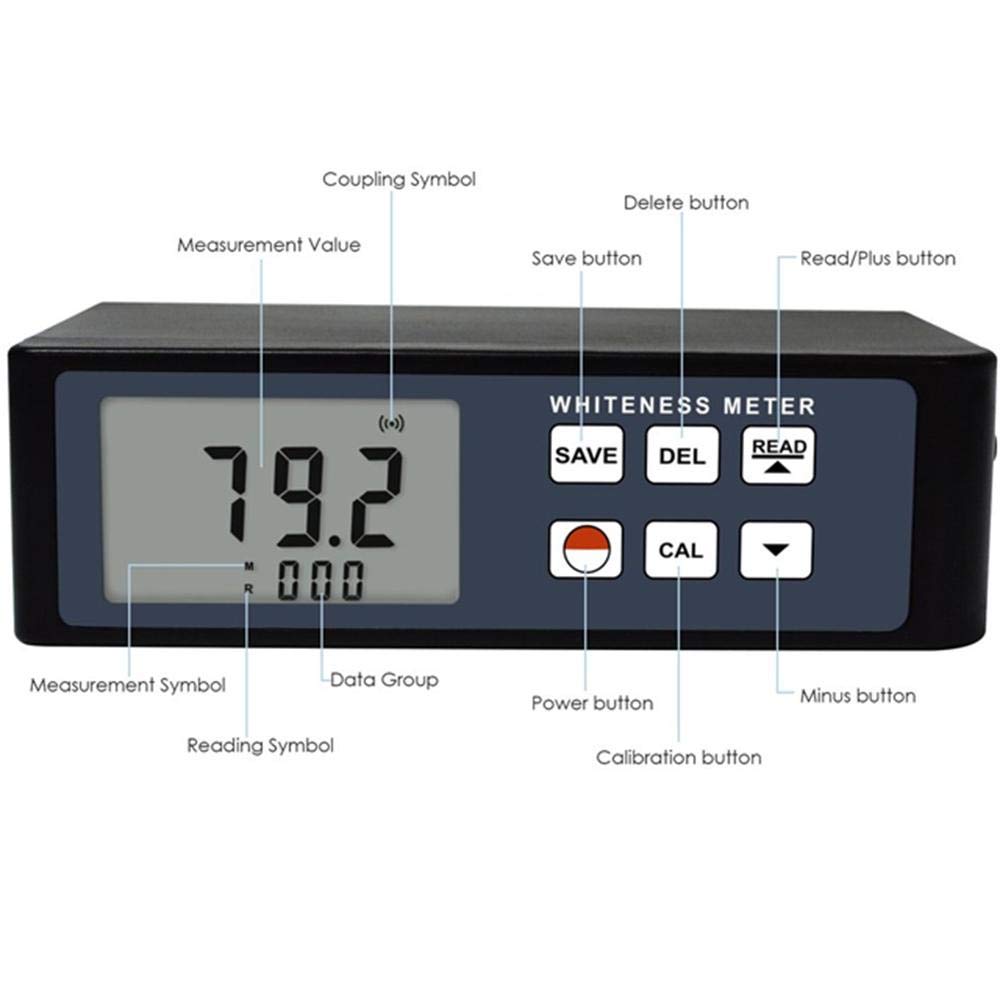 Digital Whiteness Meter Tester 0-120° Measurement for Paint, Paper, Powder, Salt & Flour | Portable Handheld Device with Aluminum Case | Perfect for Quality Control in Manufacturing, Food Processing & Laboratory Testing