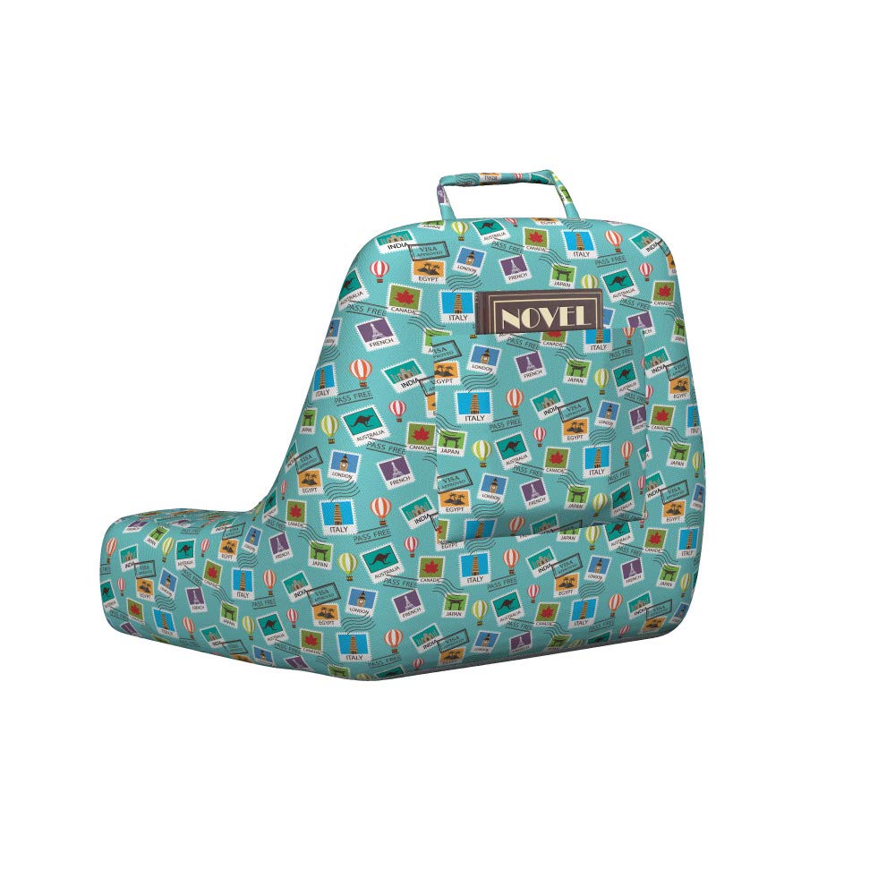 Ambesonne Adventure Cartoon Reading Pillow Cover - XL Size Soft Fabric Printed Bed Rest Case with Travel Destinations Passport Stamp Design | Perfect for Reading, Travel Enthusiasts & Home Decor