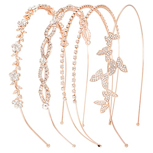 Rose gold band & silver rhinestones