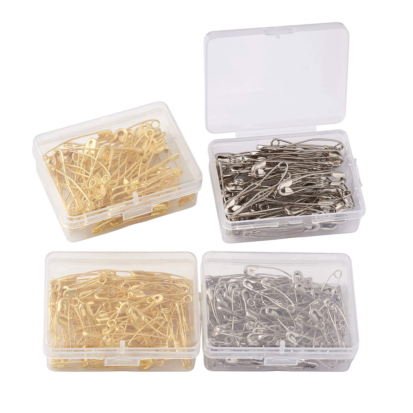 320pcs Iron Curved Safety Pins - 2 Sizes Large Quilting Basting Pins with Plastic Storage Box (Gold & Silver) for Sewing, Knitting, Jewelry Making | Perfect for DIY Crafts, Home Office & Clothing Repair