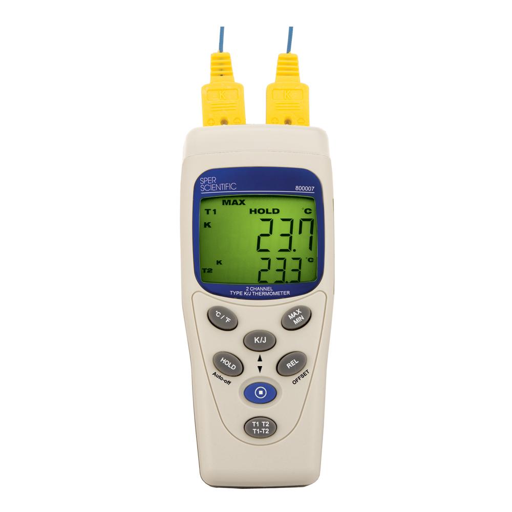 2 Channel K/J Type Thermocouple Thermometer - Dual Input Digital Temperature Meter for Cooking, HVAC & Industrial Use