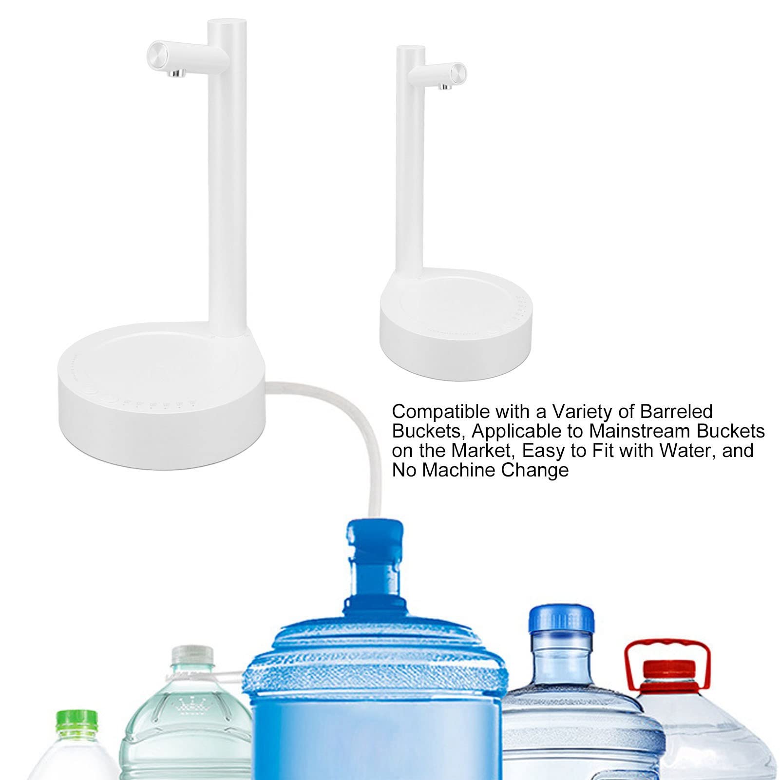 **Cordless Water Bottle Pump - Automatic Detachable Water Dispenser for Home, Kitchen, Office - Portable & Hands-Free Drinking Solution (White) - Perfect for Desks, Travel, and Outdoor Activities**