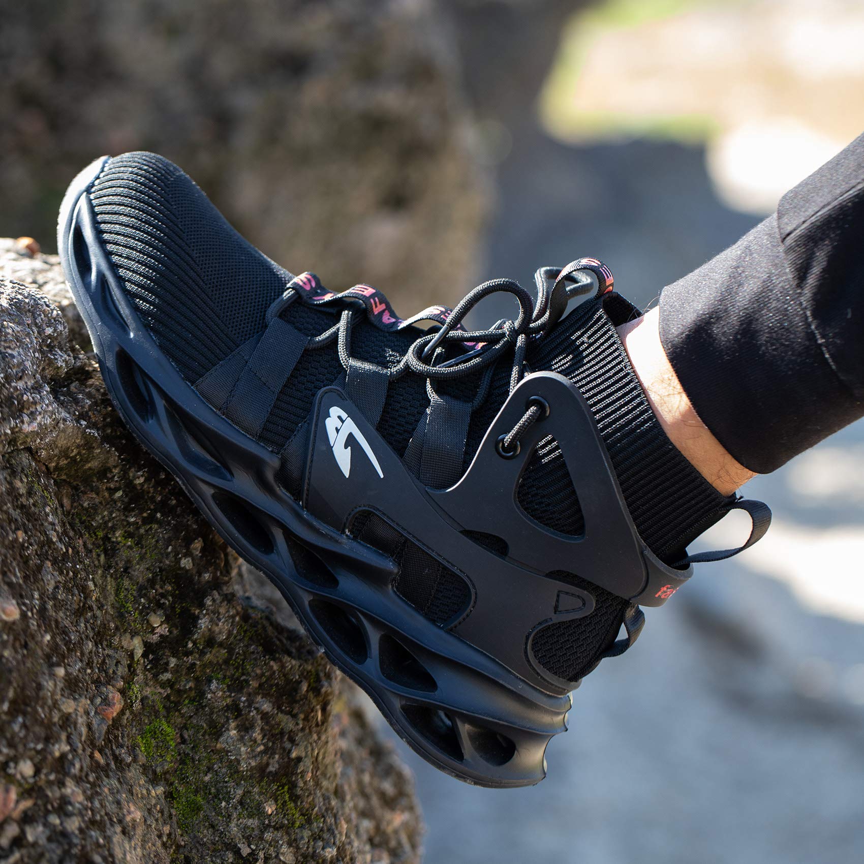 ORISTACO Steel Toe Work Boots for Men - Lightweight & Breathable Safety Shoes for Construction, Industrial & Warehouse Workers - Perfect for Heavy Duty Jobs & Outdoor Work