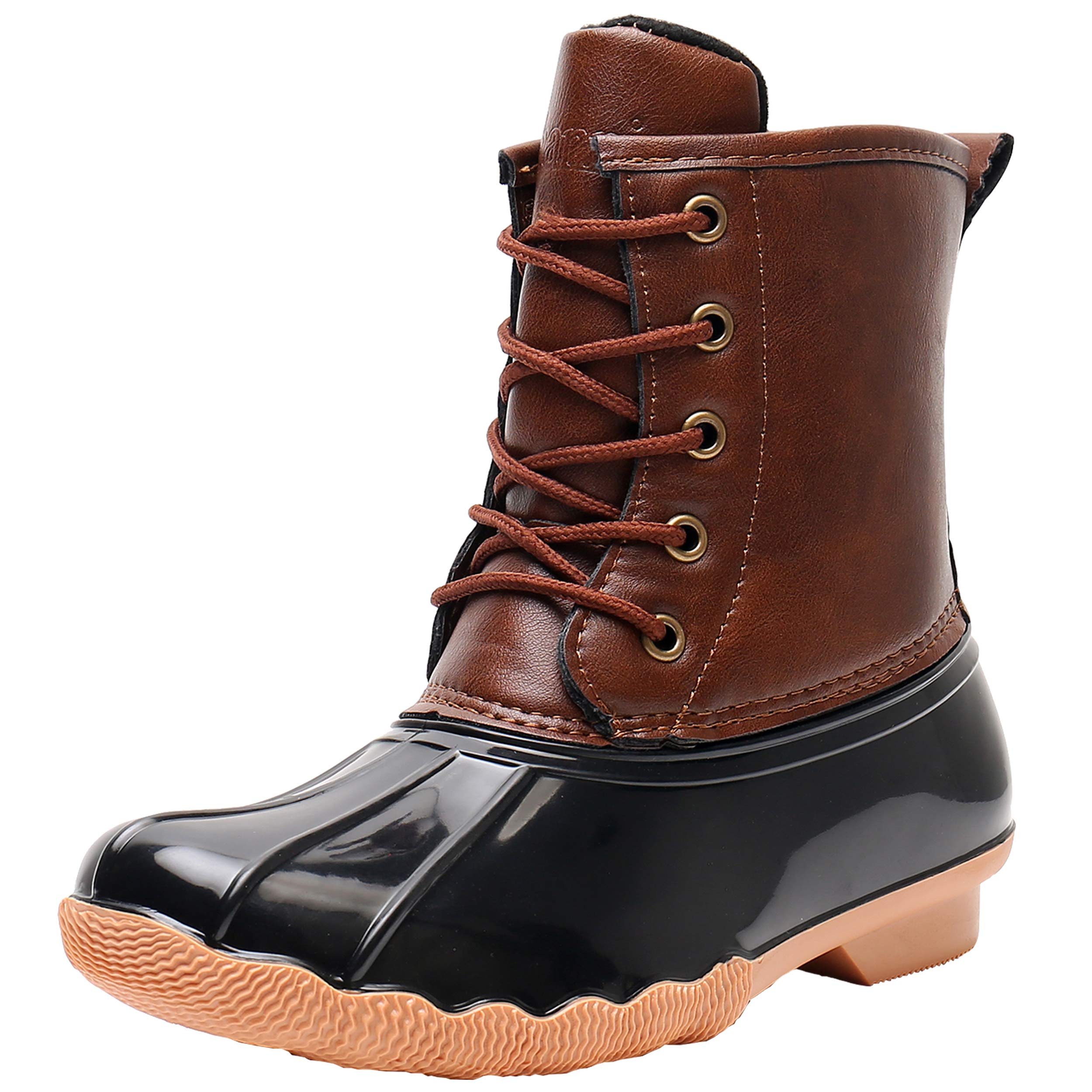 Ahannie Kids Winter Duck Boots for Boys & Girls - Waterproof Rain Boots for Toddler, Little & Big Kids - Outdoor Two-Tone Fashion Snow Boots for School, Play & Winter Adventures