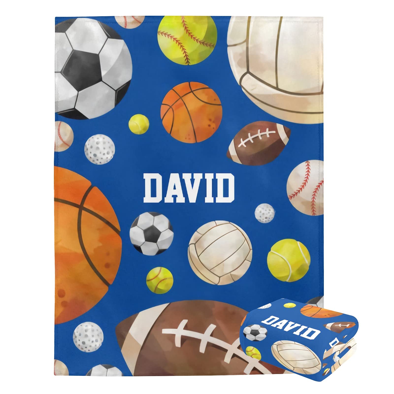 Personalized Baby Blanket with Name - Custom Basketball Baseball Rugby Soccer Blanket for Boys & Girls - Super Soft Newborn Blanket - Neutral Nursery Decor - Perfect Baby Shower Gift & Nursery Essential