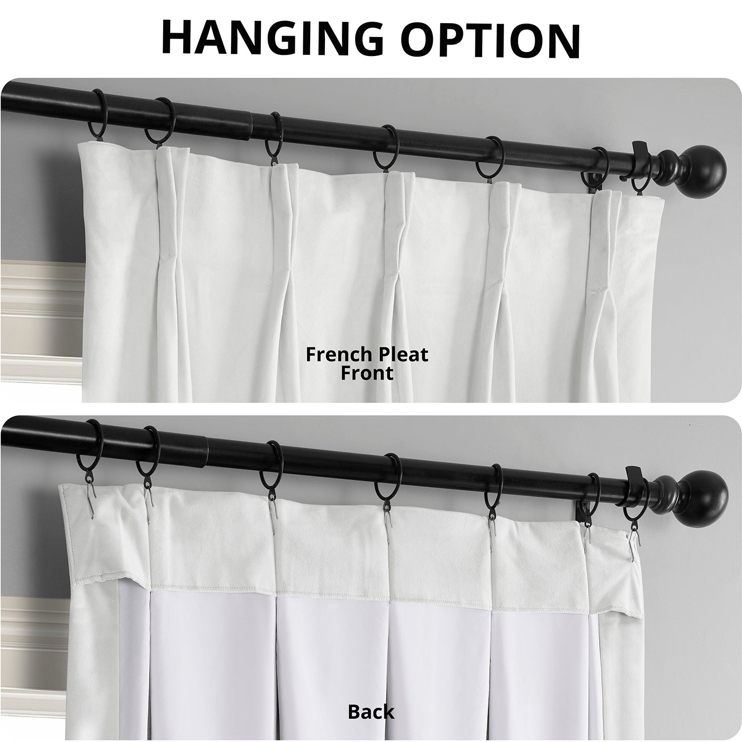 Premium White French Pleat Blackout Curtains - Thermal Insulated Velvet Drapes for Bedroom & Living Room - Noise Reducing & Light Blocking Window Treatments for Home Decor