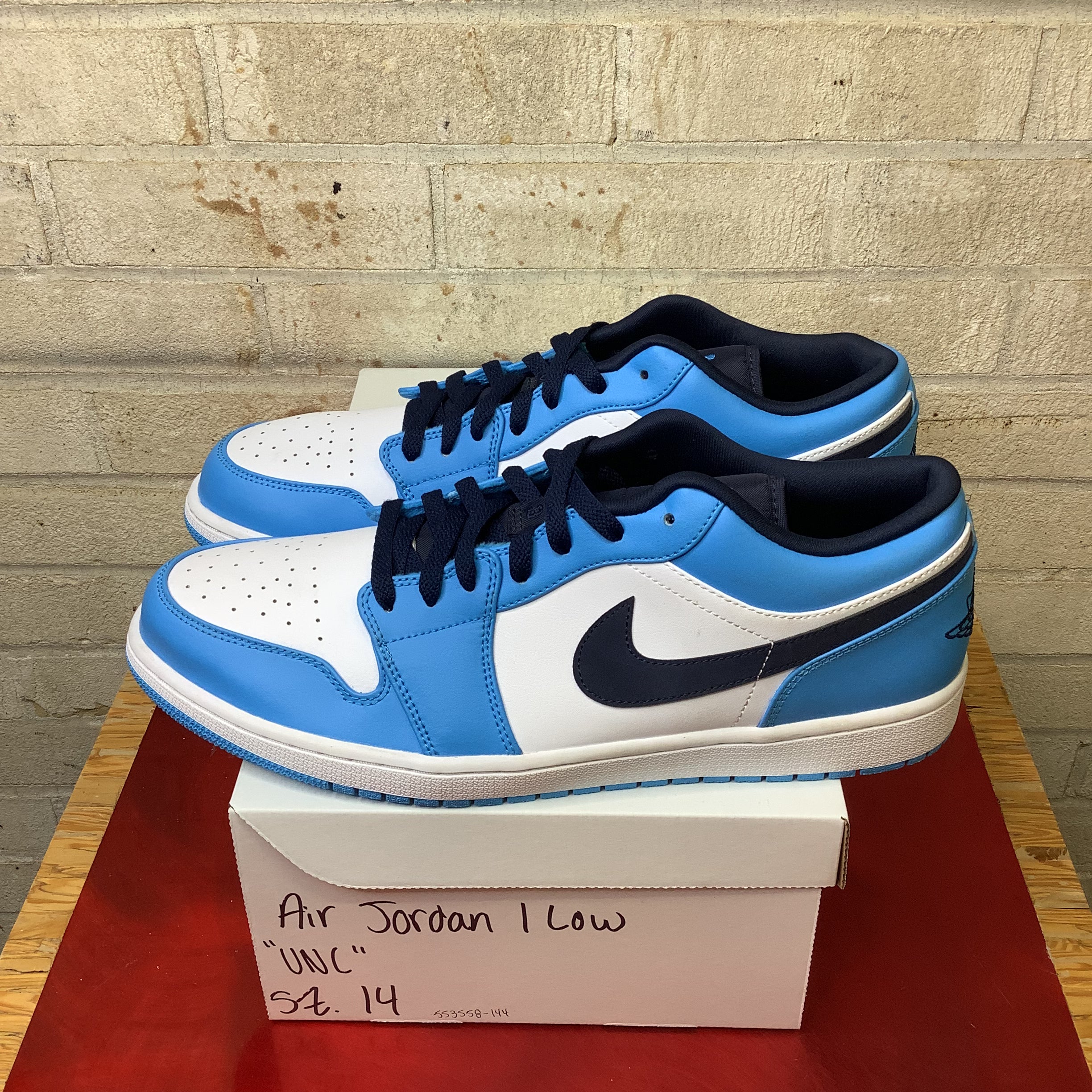 AIR JORDAN 1 LOW UNC Men's Basketball Shoes Size 14 - Blue & White (Style Code: 553558-144) | Perfect for Casual Wear, Street Fashion & Sneaker Collectors