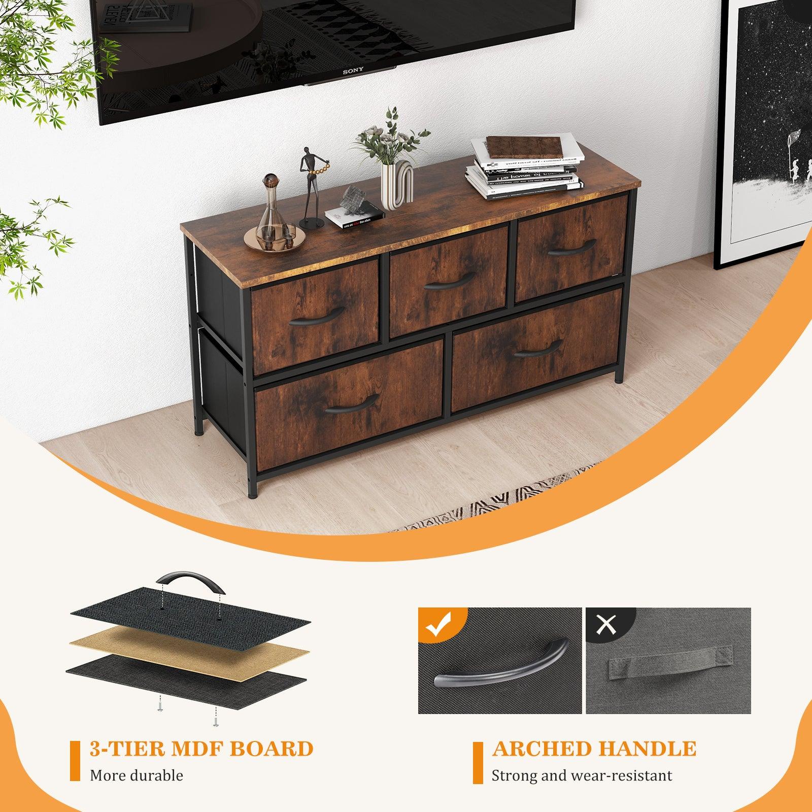 5-Drawer Fabric Storage Dresser for Bedroom - Organizer Tower with Fabric Bins | Perfect for Clothes, Toys & Home Organization