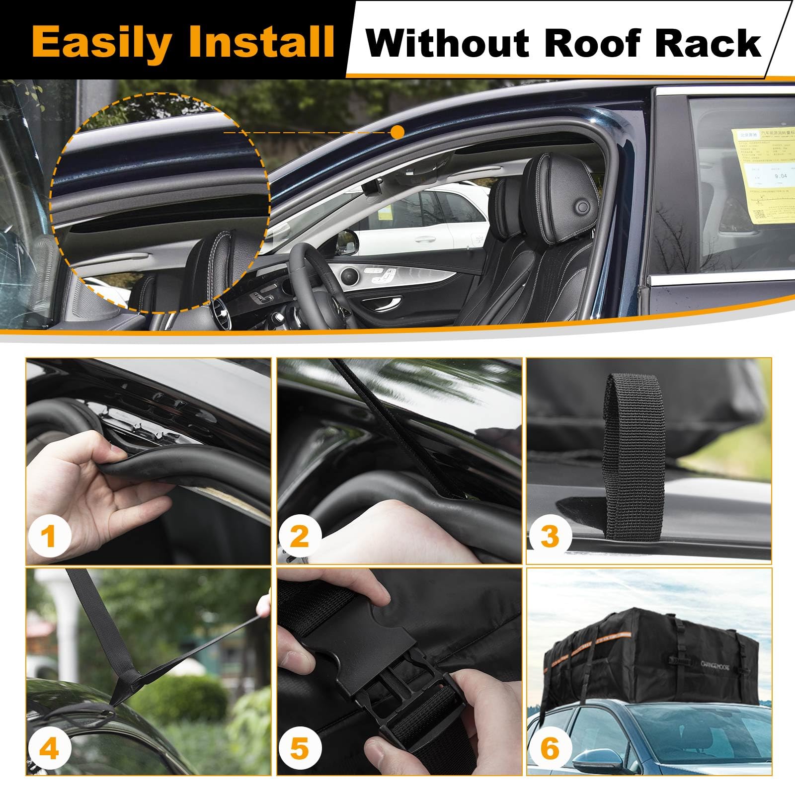 21 Cubic Feet Waterproof Rooftop Cargo Carrier Bag - 1000D Heavy Duty Car Roof Storage for SUVs, Trucks & All Vehicles (With/Without Rack) | Includes Anti-Slip Mat, 8 Door Hooks, Storage Bag & Luggage Lock | Perfect for Road Trips, Camping & Outdoor Adventures