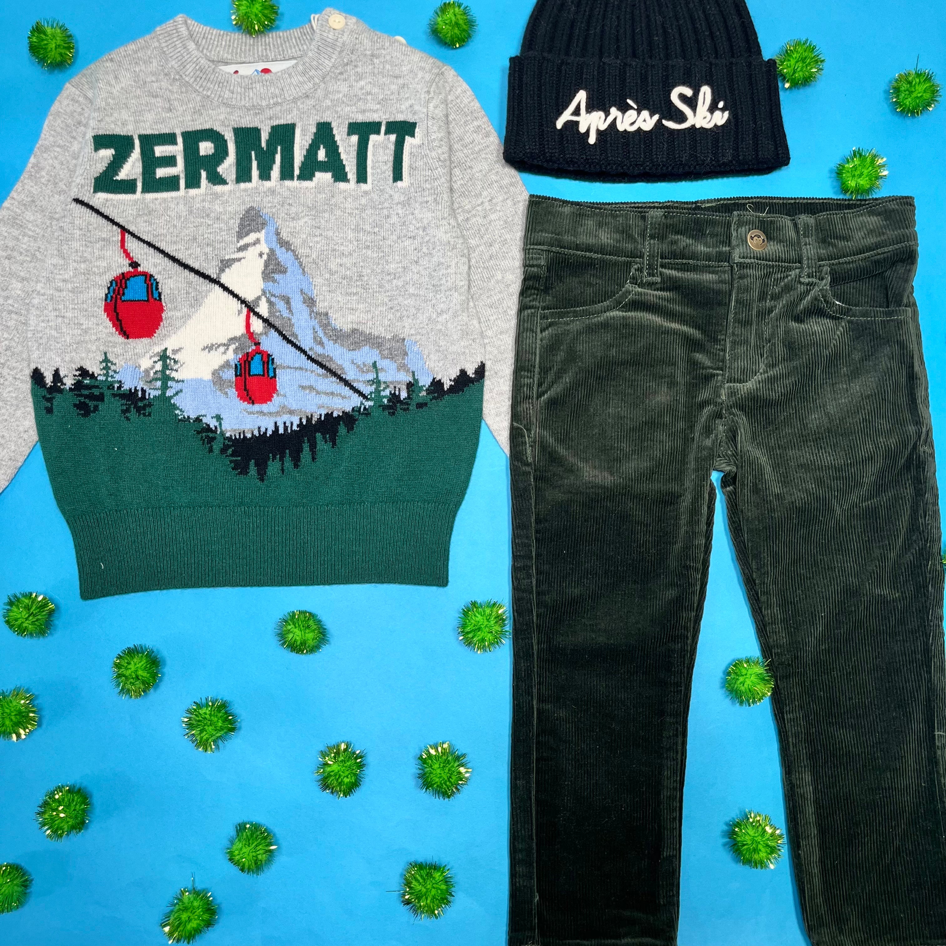 Zermatt Postcard Cable Knit Sweater - Cozy Winter Pullover for Women & Men - Perfect for Skiing, Hiking & Casual Outfits