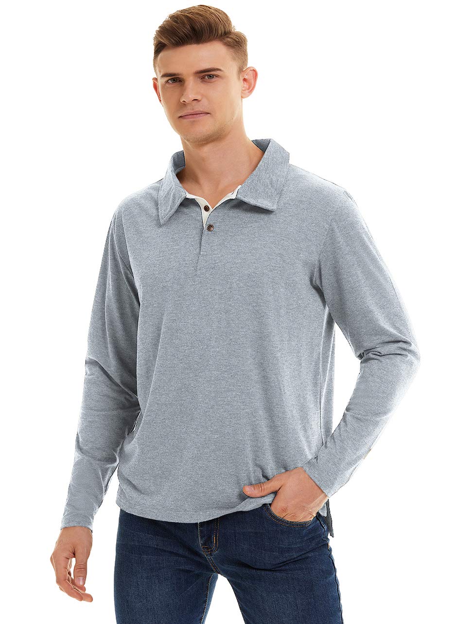 YuKaiChen Men's Long Sleeve Polo Shirt - Breathable Golf Shirt for Men, Casual Work & Business Wear, Perfect for Office, Golfing and Outdoor Activities