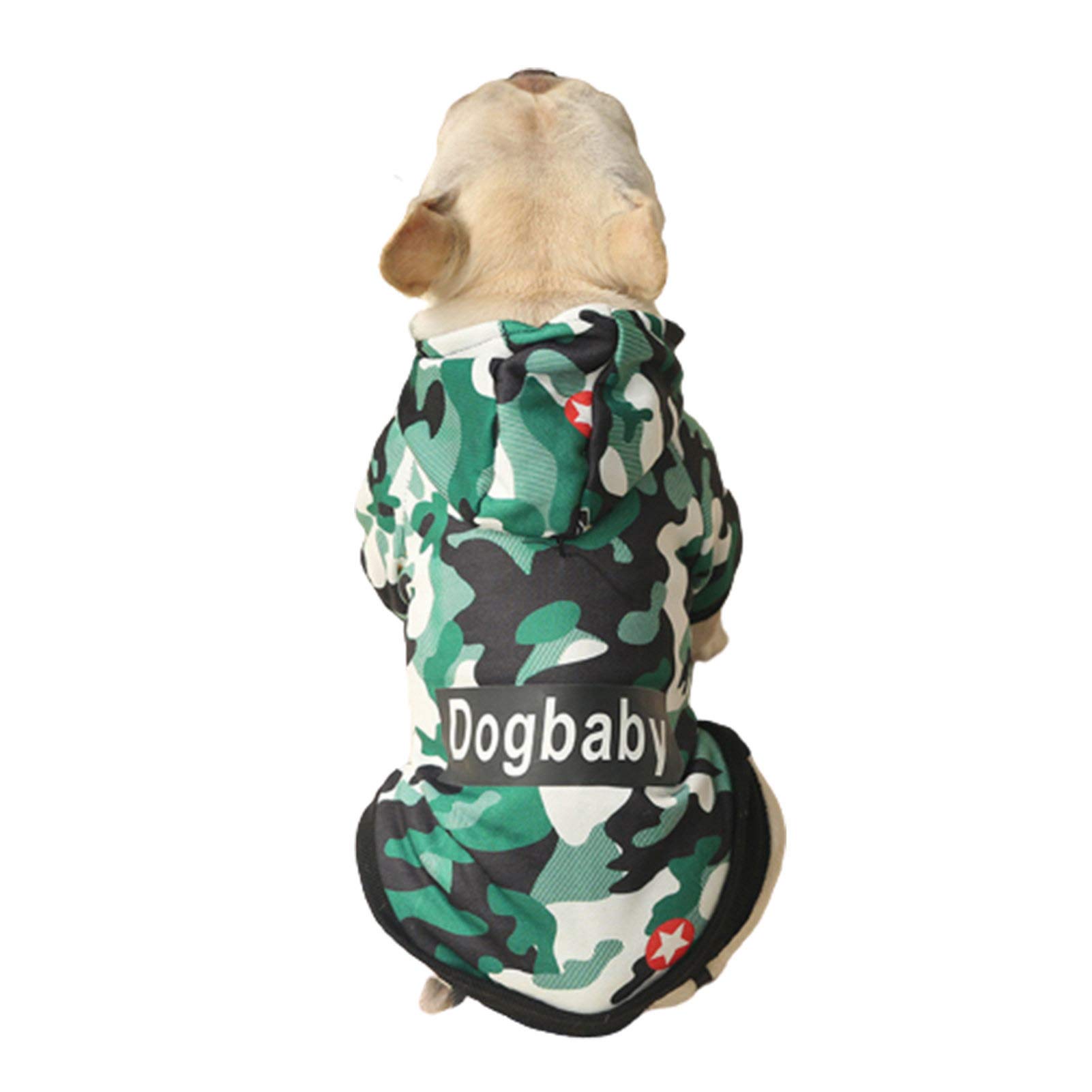 Stylish Dog Camouflage Hooded Sweater - Warm Two-Legged Winter Clothing for Small & Medium Dogs | Green 2XL | Perfect for Outdoor Adventures & Cold Weather Protection