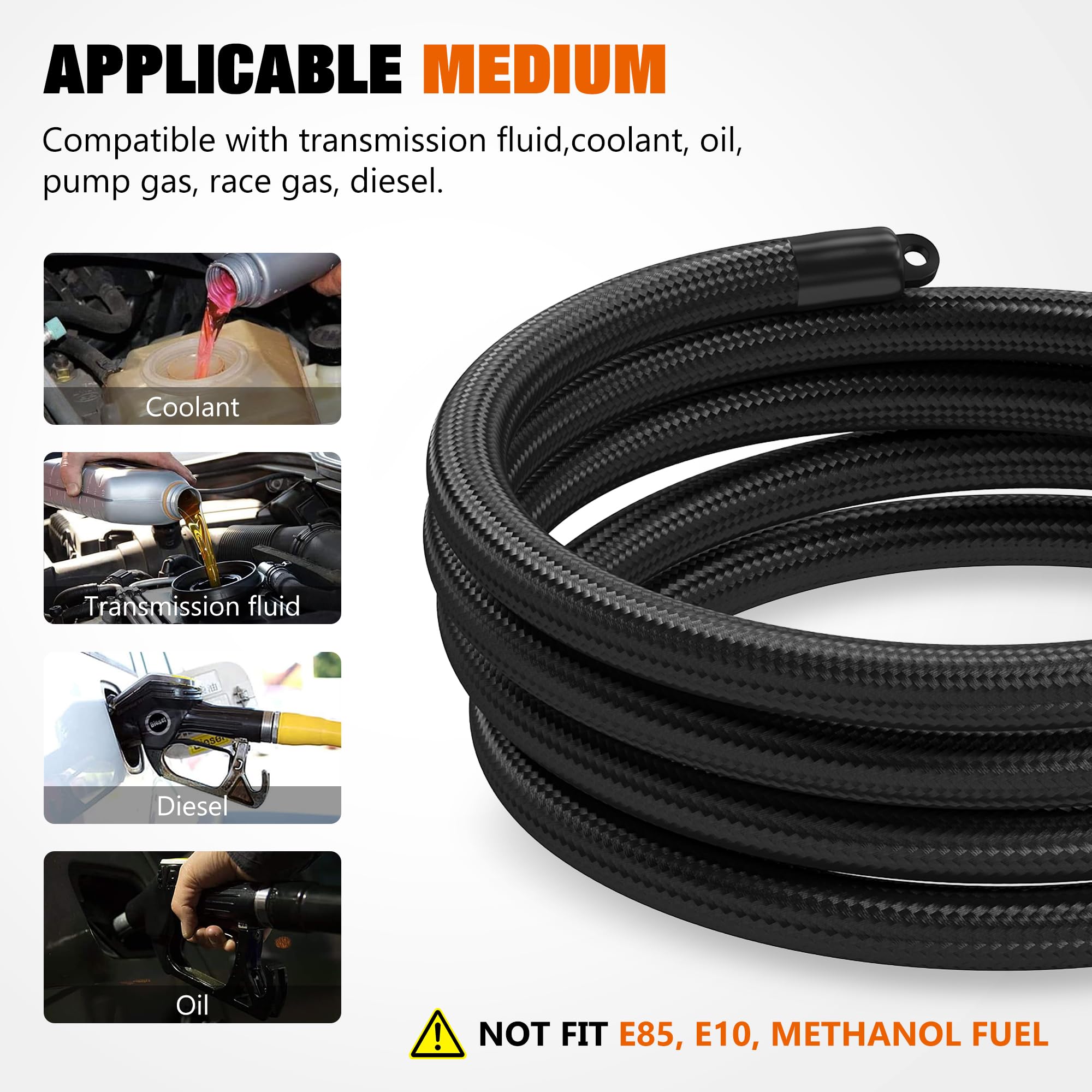 10AN 20FT Fuel Line Hose Kit - AN10 CPE Nylon Stainless Steel Braided Hose with 10PCS Swivel Fittings - High Pressure Fuel System Upgrade for Automotive, Marine & Industrial Applications