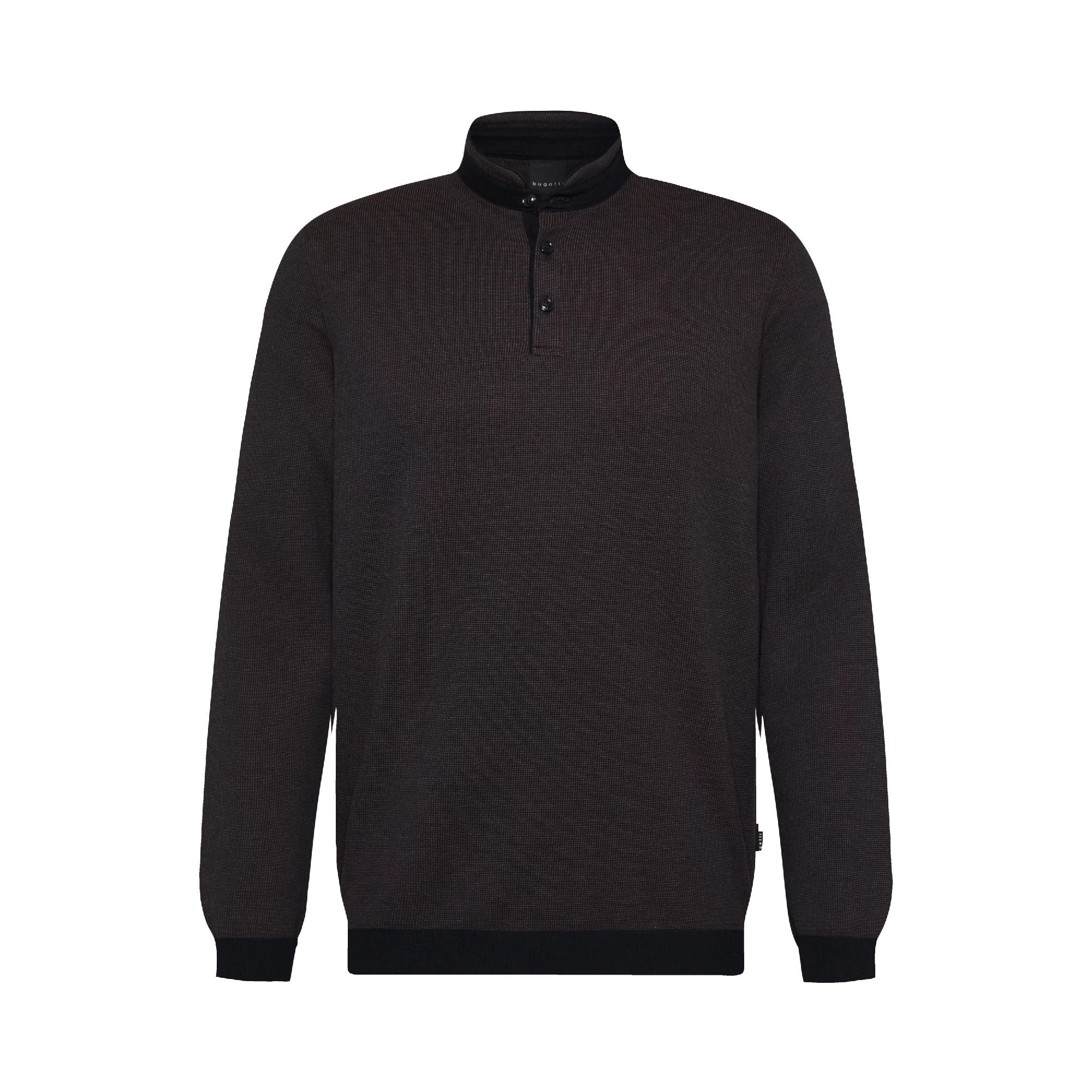 Bugatti Men's Rib Collar Long Sleeve Sweater - Dark Brown Casual Pullover for Fall & Winter | Perfect for Office, Date Night & Weekend Outings