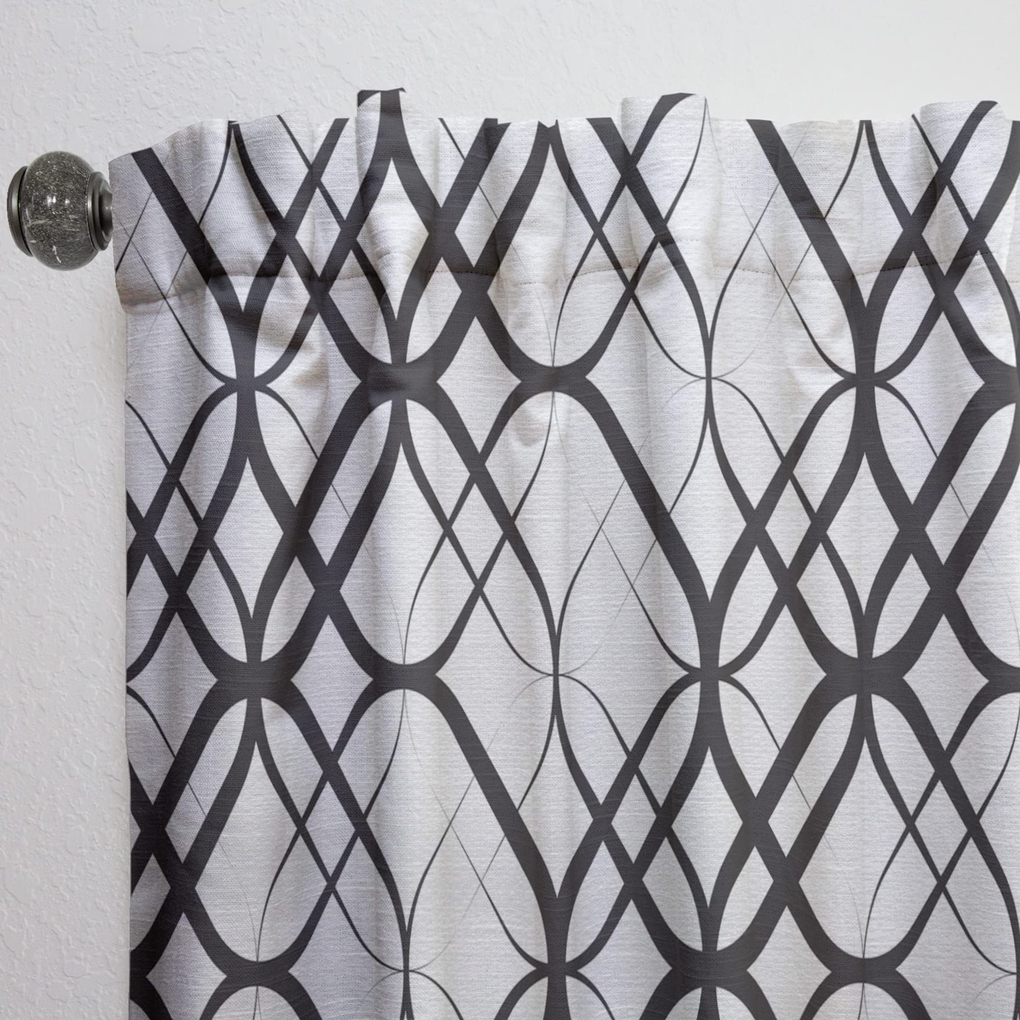 Monochrome Geometric Pattern III Thermal Insulated Curtains - 52x90 Inch Single Panel for Bedroom & Living Room - Blackout Drapes for Home Decor, Noise Reduction & Energy Efficiency