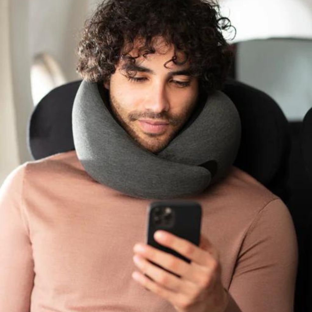 OstrichPillow Go Neck Pillow - Midnight Deep Blue Travel Pillow for Airplane, Car & Office - Comfortable Support for Neck & Head During Travel, Work & Naps