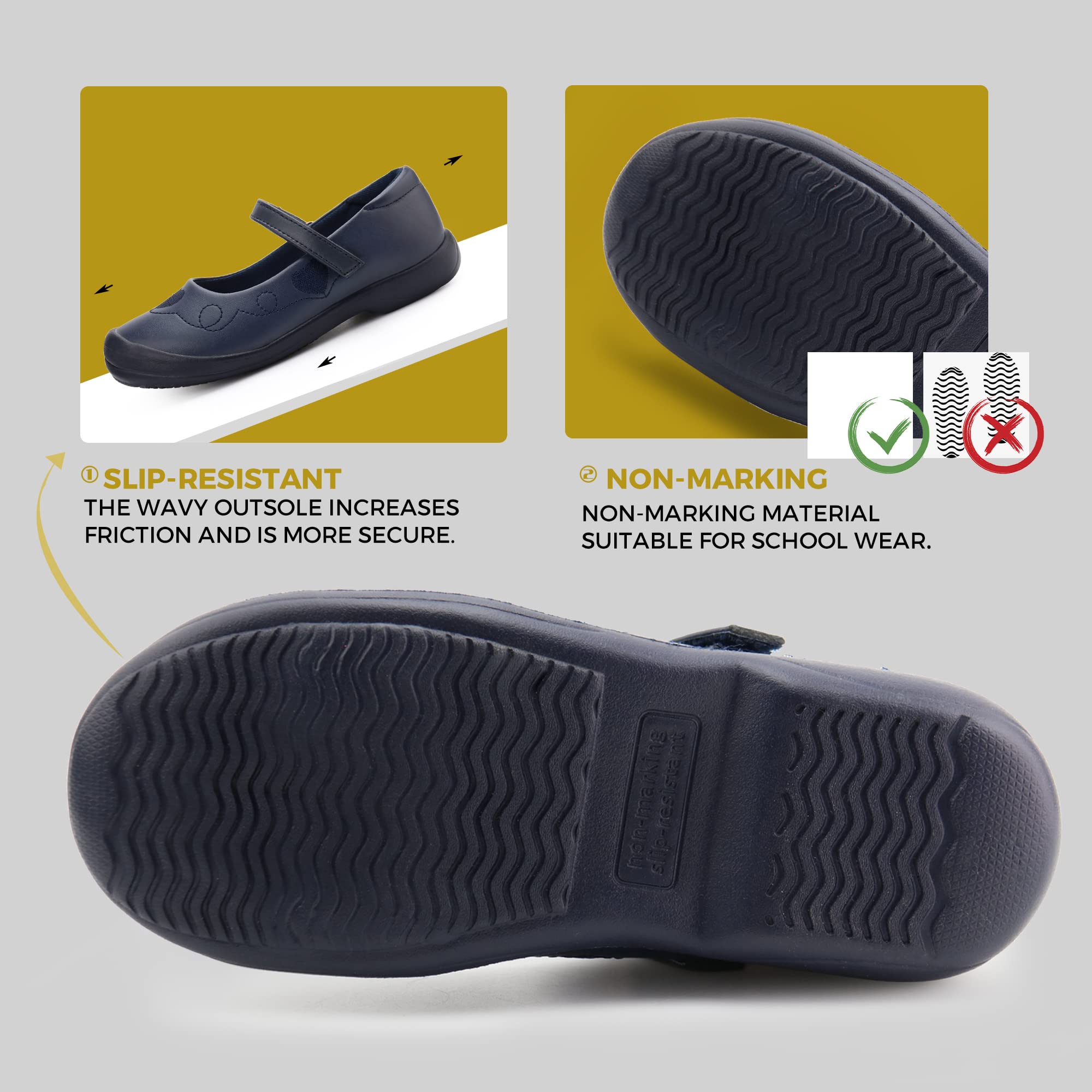 Firelli Girls Mary Jane School Shoes - Comfortable Dress Shoes for Uniforms, Church & Special Occasions