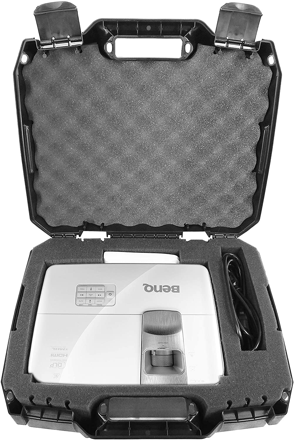 Durable Hard Shell Projector Travel Case - Customizable Interior Fits BenQ MX707, MH535FHD, MH535A, MW535A, HT1070A, MS524AE - Perfect for Business Travel & Home Theater Protection
