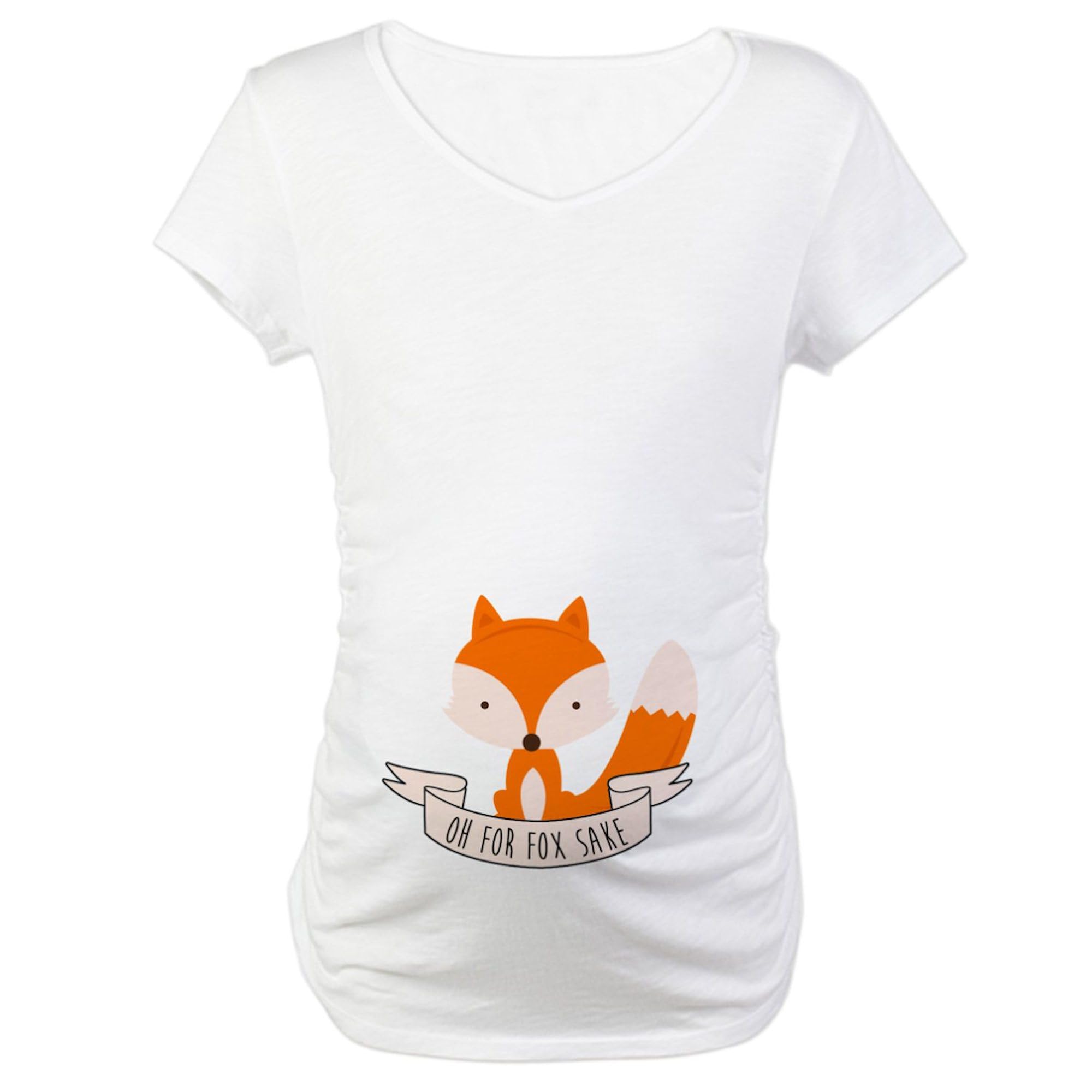 Fox Sake Women's Maternity T-Shirt - Stretch Ruched Side Tee for Pregnancy Comfort | Cute Casual Maternity Top for Everyday Wear & Baby Showers