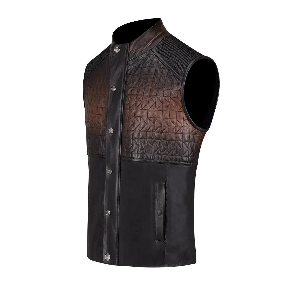Men's H295COB Cuadra Brown Casual Lambskin Leather Quilted Vest - Stylish Winter Outerwear for Everyday Wear & Outdoor Activities