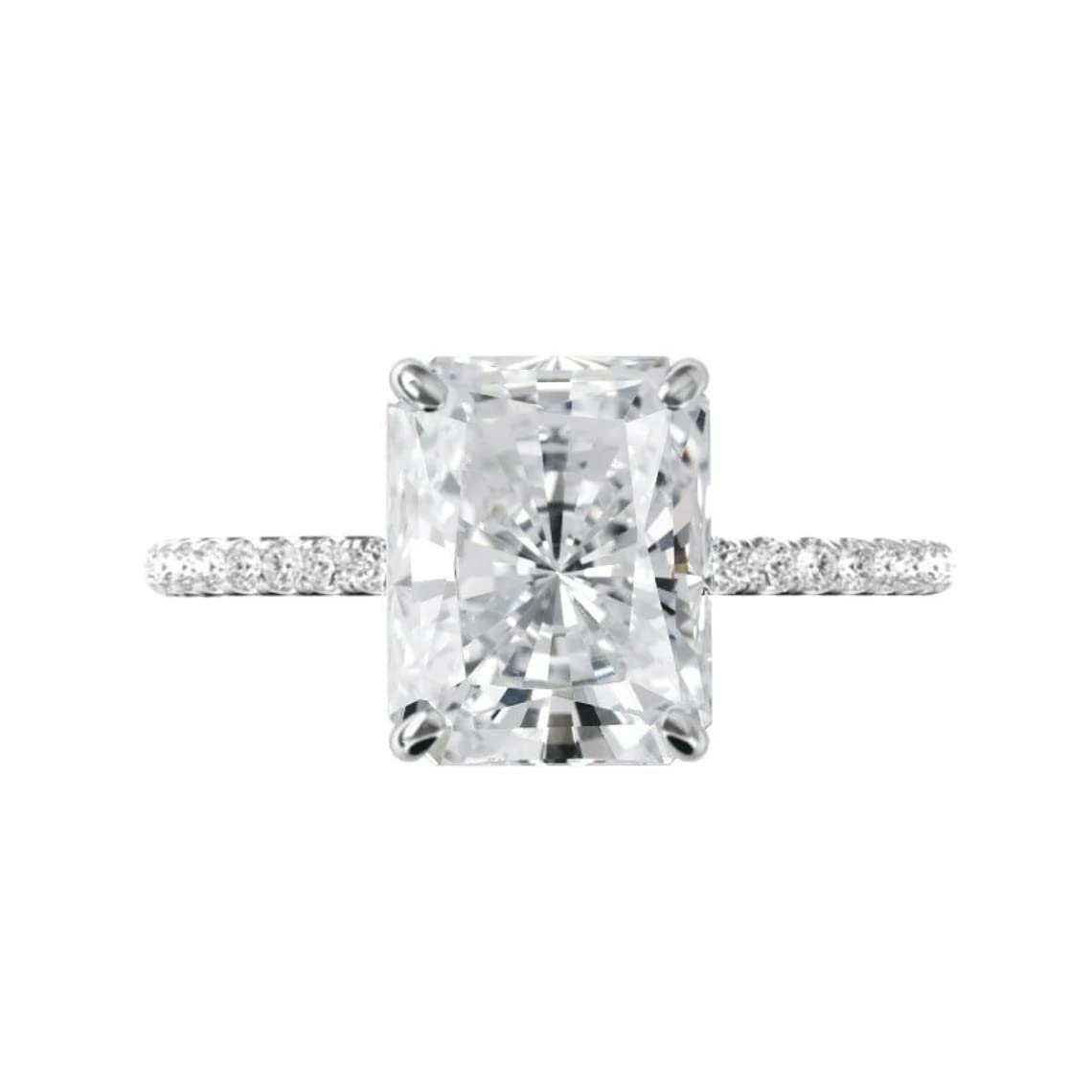 4 Carat Radiant Cut Moissanite Engagement Ring Set for Women - Vintage Halo Solitaire Wedding Band, Anniversary Promise Ring - Perfect for Proposals, Bridal Jewelry & Special Occasions
