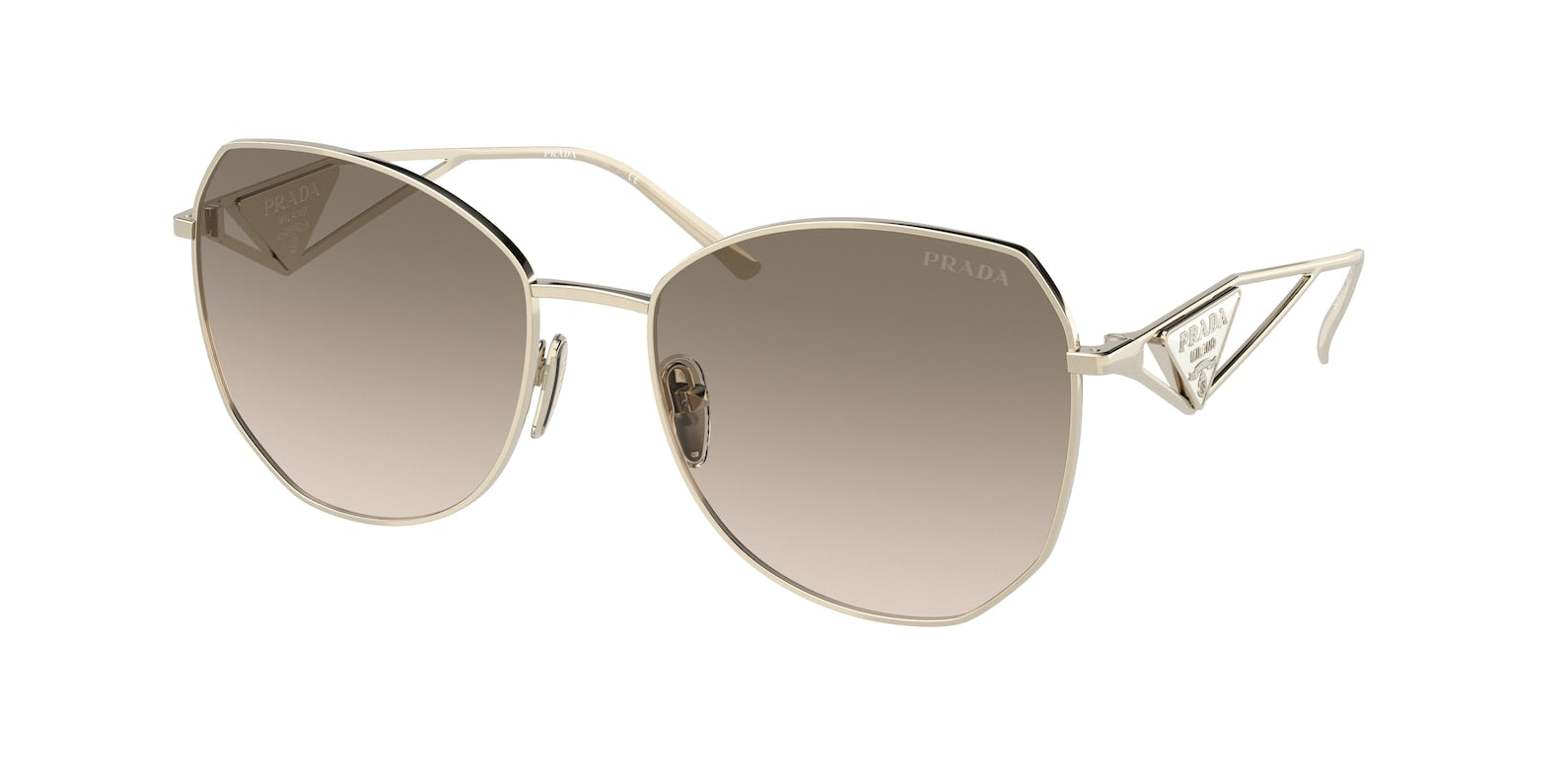 Prada PR57YS Gold Brown Metal Sunglasses for Women - Luxury Designer Shades for Summer, Beach & Outdoor Fashion