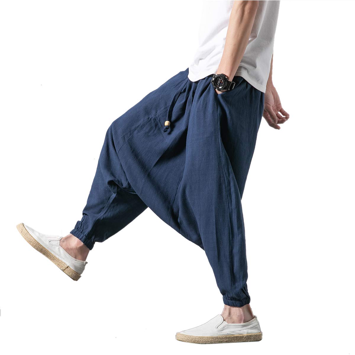 Seidarise Men's Harem Pants - Drop Crotch Lounge Pants, Plus Size Genie Pants & Balloon Yoga Joggers for Men | Comfortable Loungewear for Yoga, Meditation and Casual Wear