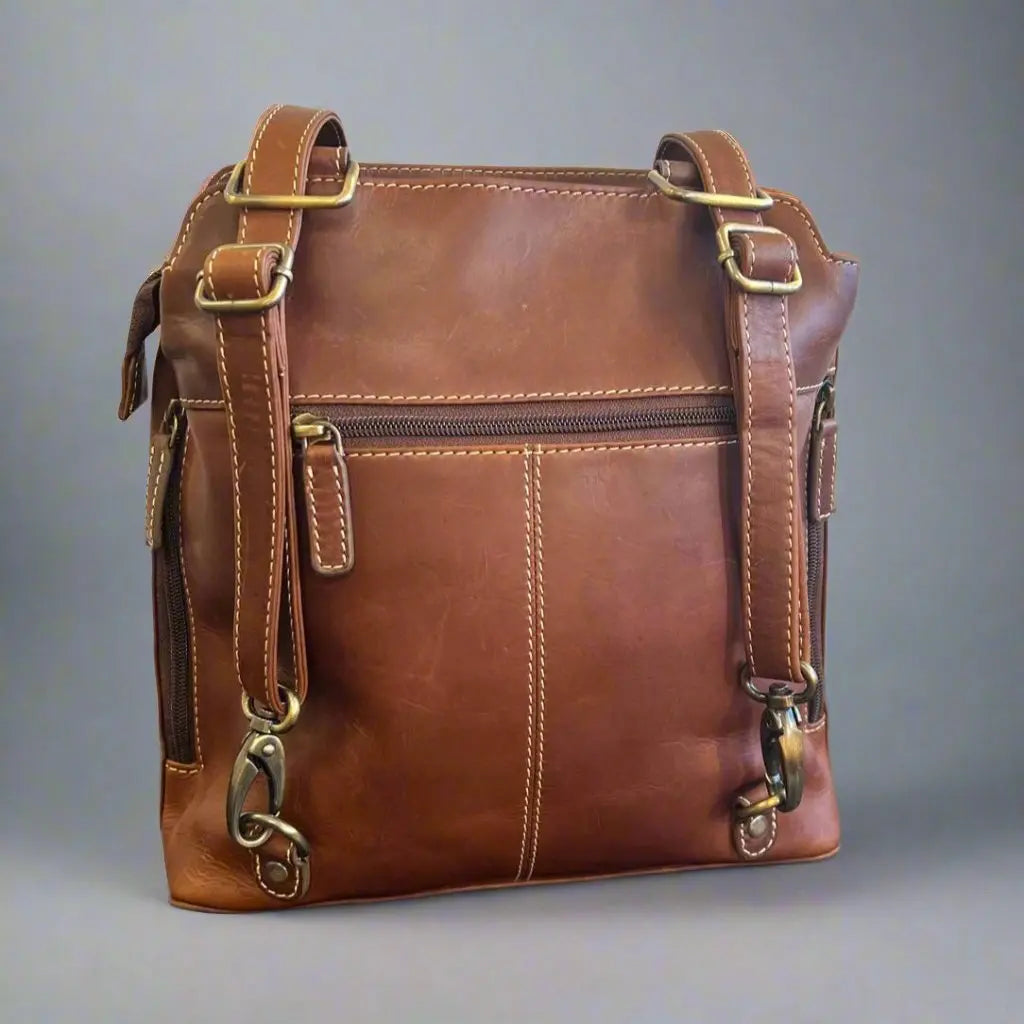 Premium Full Grain Leather 2-in-1 Convertible Handbag & Backpack for Women - Durable Travel Tote & Stylish Daypack for Work, Gym & Outdoor Adventures