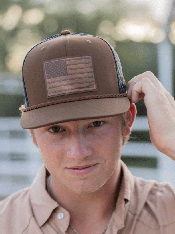 Hooey 2510T BRBK Liberty Roper 6-Panel Trucker Hat with Leather Patch - Brown Western Style Baseball Cap for Men - Perfect for Rodeo, Outdoor Adventures & Casual Wear