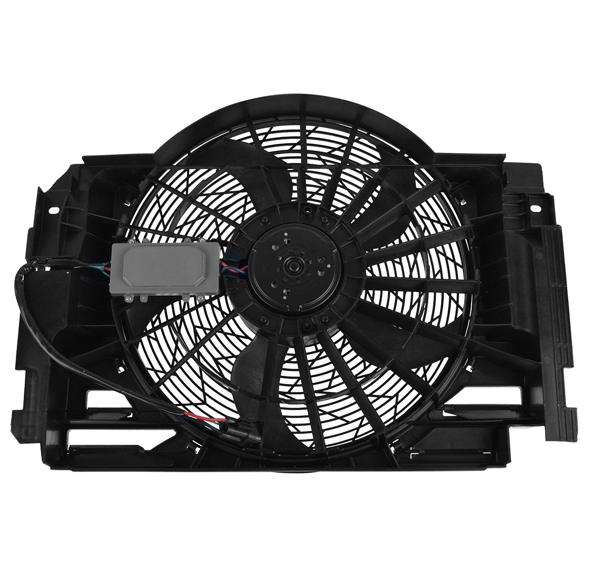 TRQ A/C Condenser Cooling Fan Assembly for 2000-2006 BMW X5 3.0i 4.4i - Replacement Part BM3020102 - Perfect for Summer Driving & AC System Repair