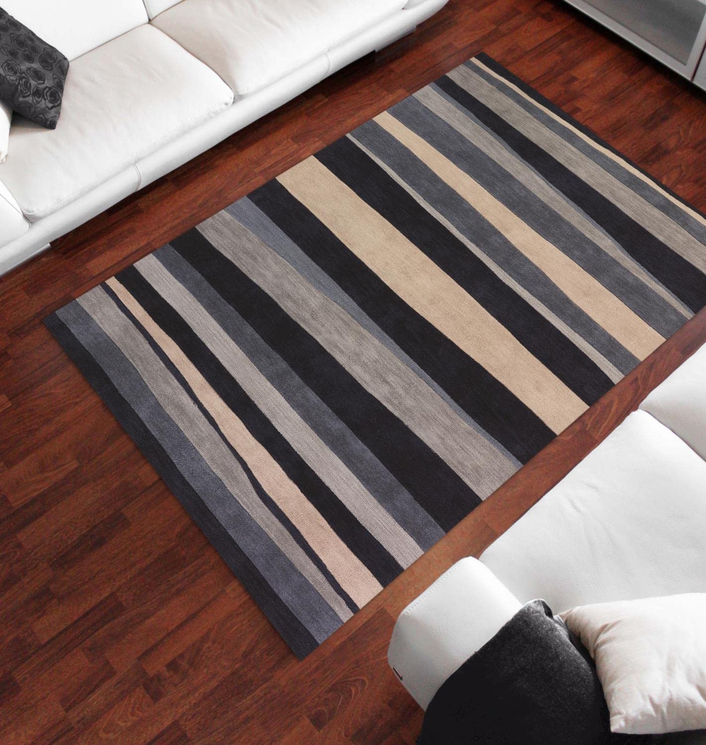 Premium Dalyn Rugs Studio Area Rug 9x13 Feet - Soft Navy Blue & Cream Modern Design for Living Room, Bedroom & Office - Non-Slip Comfortable Floor Covering for Home Decor