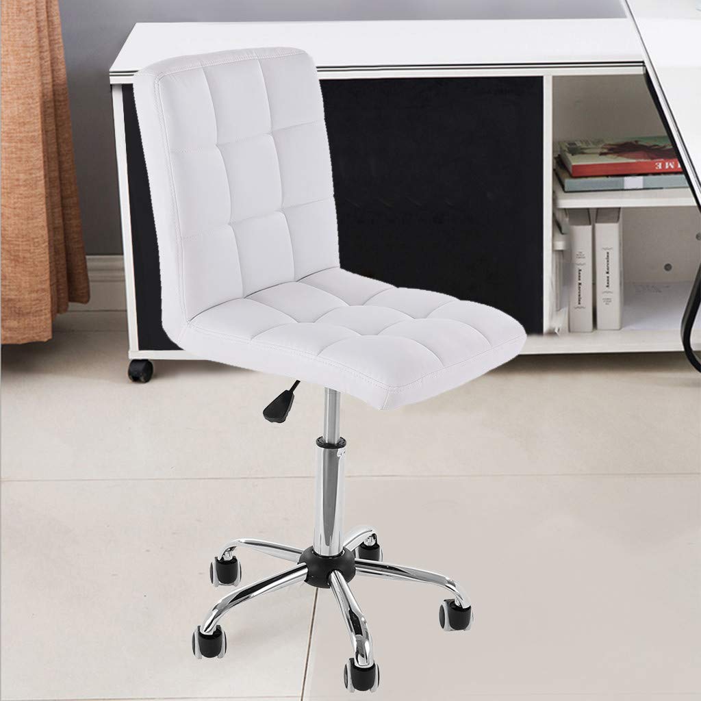 Ergonomic Adjustable Office Chair - Black & White Swivel Rolling Desk Chair for Home, Gaming & Beauty Salon - Comfortable Computer Work Chair with Lift Function