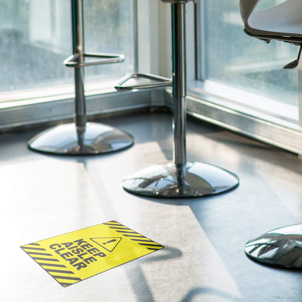 Yellow Anti-Slip Floor Decals - 36Inch Keep Aisle Clear Vertical Safety Signs for Warehouses, Factories & Retail Stores - Non-Slip Industrial Floor Stickers for Workplace Safety & Traffic Control