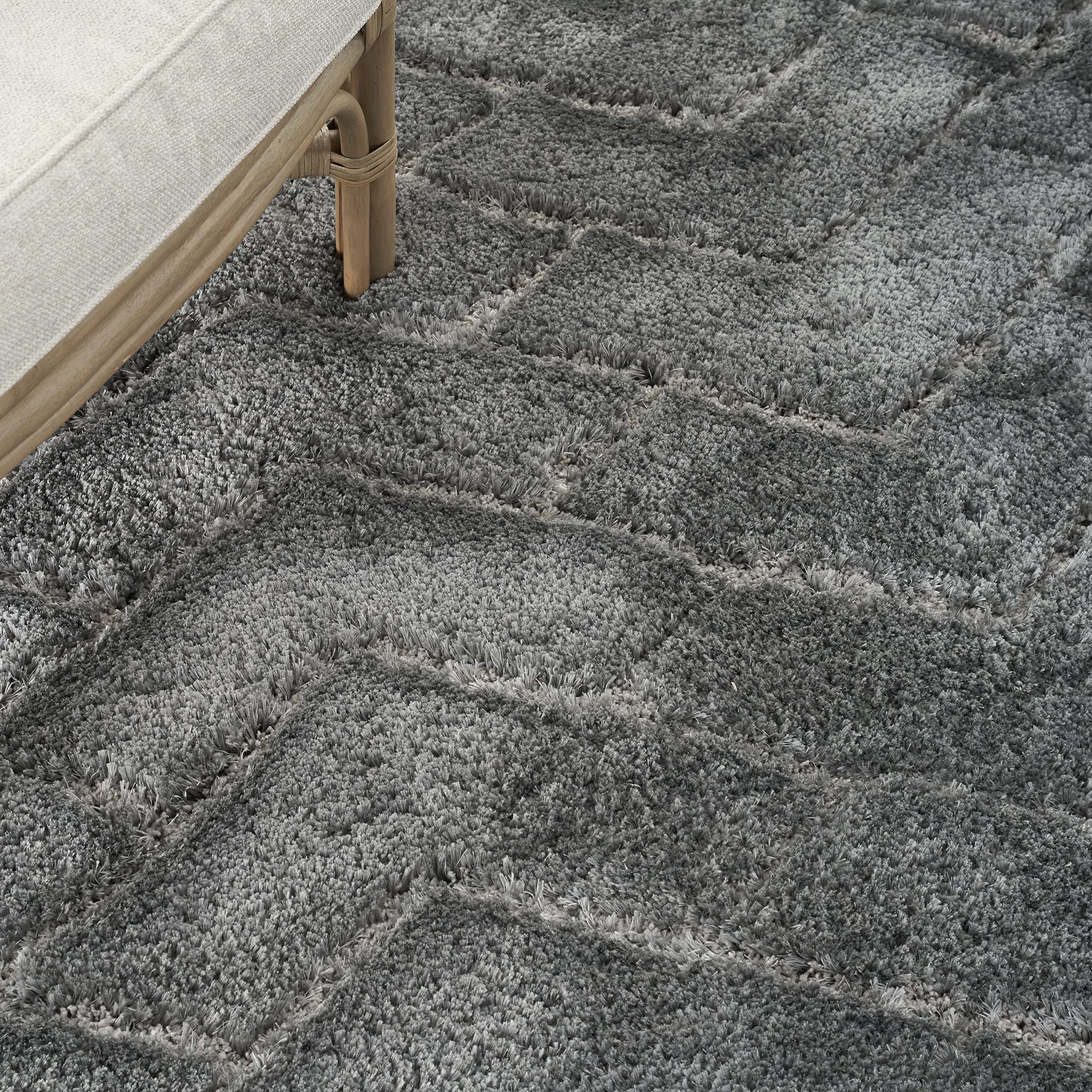 Nourison Luxurious Shag Abstract Grey 5'3