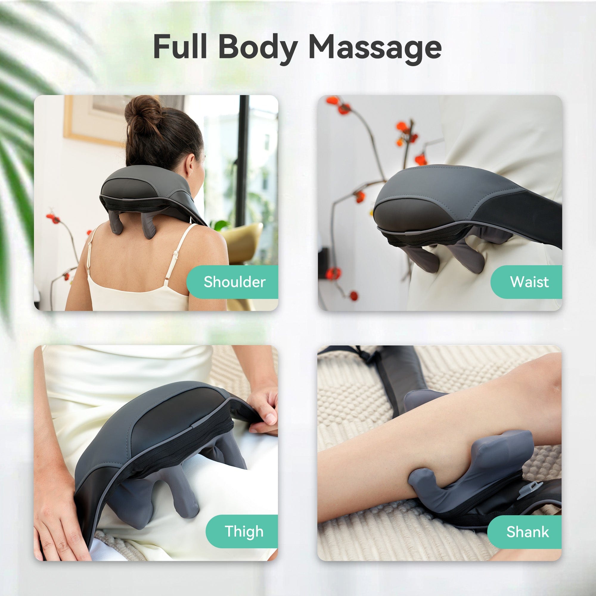 Snailax 4D Deep Kneading Handheld Cordless Massager for Neck & Back Pain Relief - Portable Muscle Massage with Adjustable Bandage - Perfect for Home, Office, and Travel Use