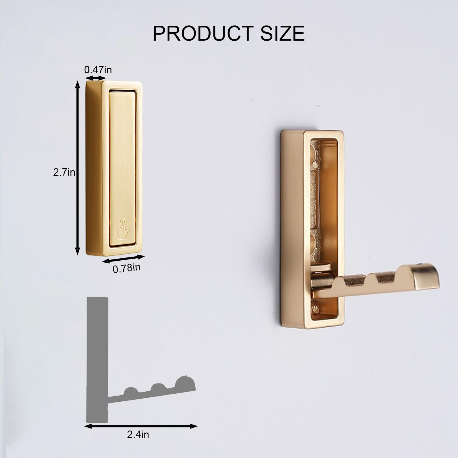 Foldable Gold Wall Hooks - Heavy Duty Brushed Gold Hangers for Coats, Towels, Backpacks & Bags - Space Saving Bathroom, Closet, Entryway, Pool & Kitchen Organizer (Set of 4) - Perfect for Home Decor & Small Space Organization