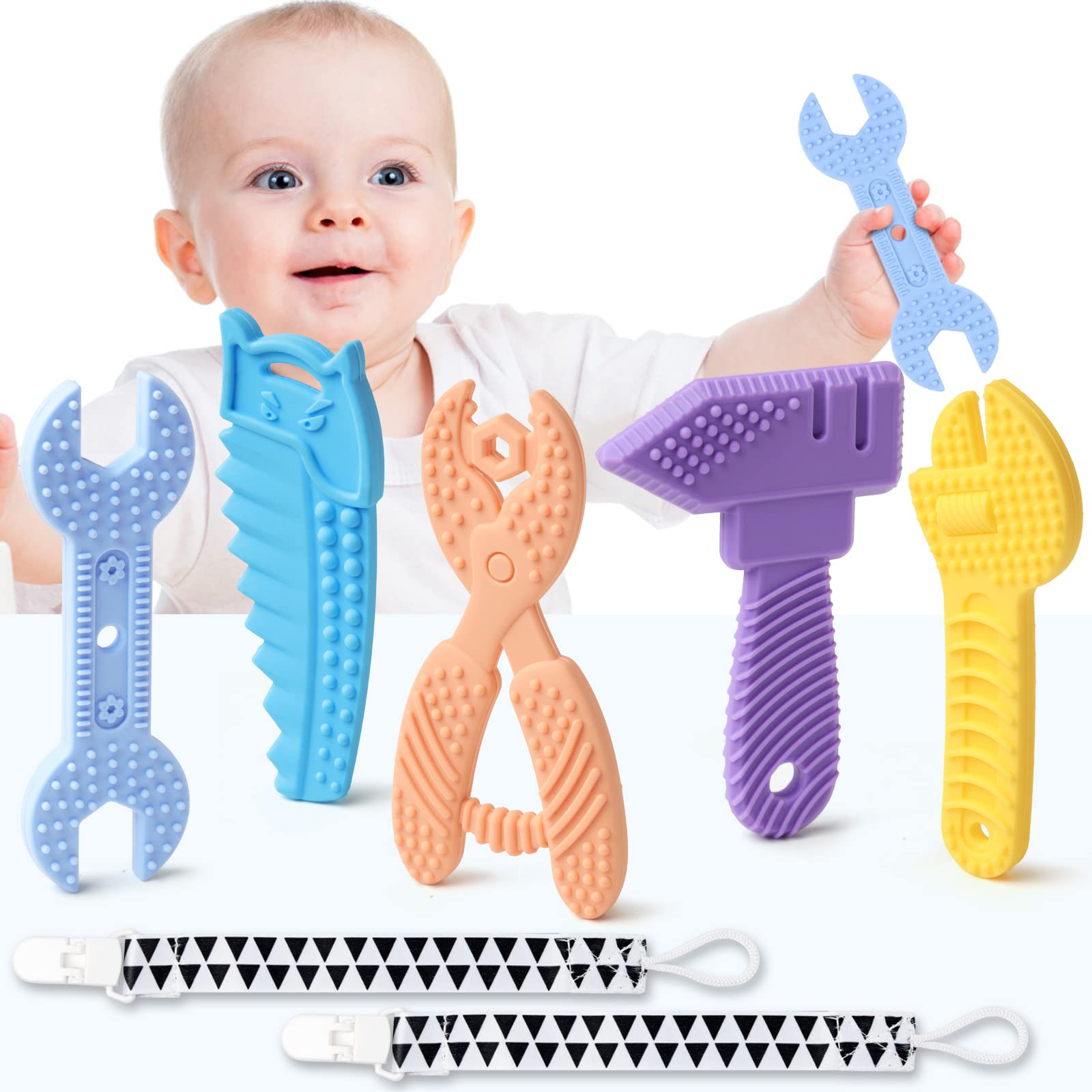 **Organic Baby Teething Toys for 3-12 Months – BPA-Free Silicone Teether Set for Soothing Pain Relief | Safe Infant Chew Toys for Boys & Girls | Perfect for Baby Showers, Easter Baskets & On-the-Go Comfort (5-Pack)**