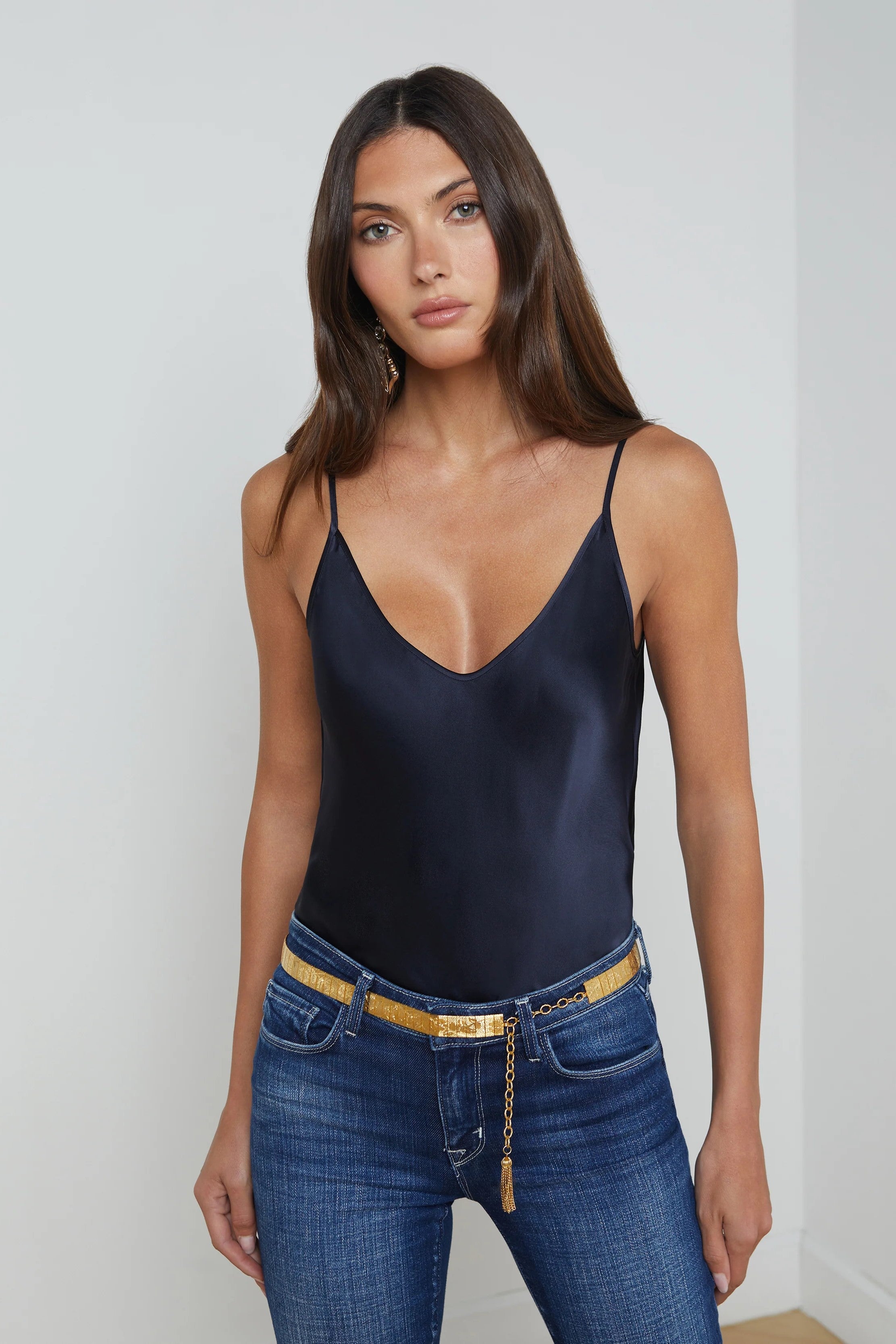 L'Agence Lexi Silk Camisole Top - Women's Luxury Satin Slip Dress for Nightwear & Layering