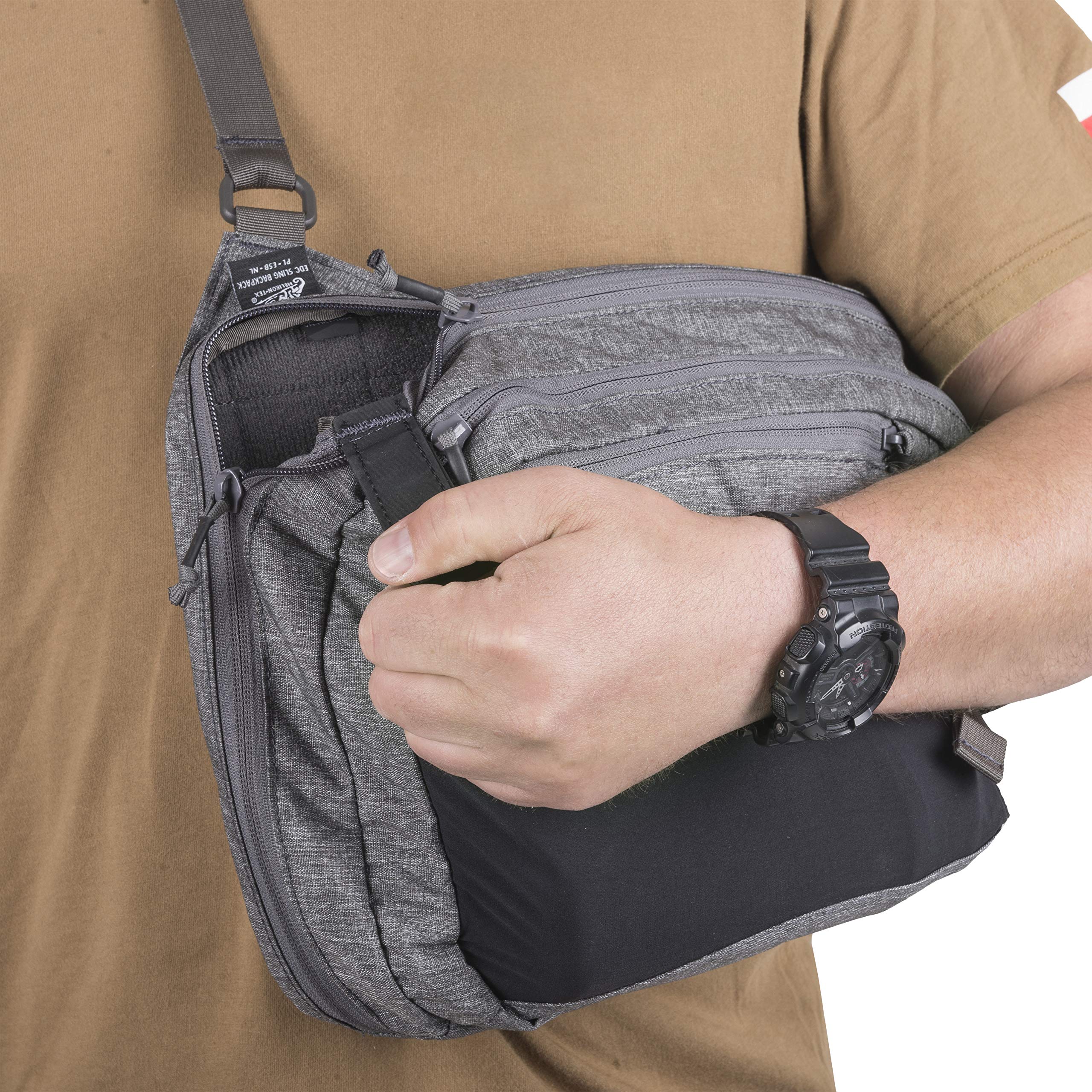 Helikon-Tex EDC Sling Backpack - Compact Tactical Shoulder Bag for Men & Women, Shadow Grey (Urban Line) - Perfect for Hiking, Travel, and Everyday Carry Essentials