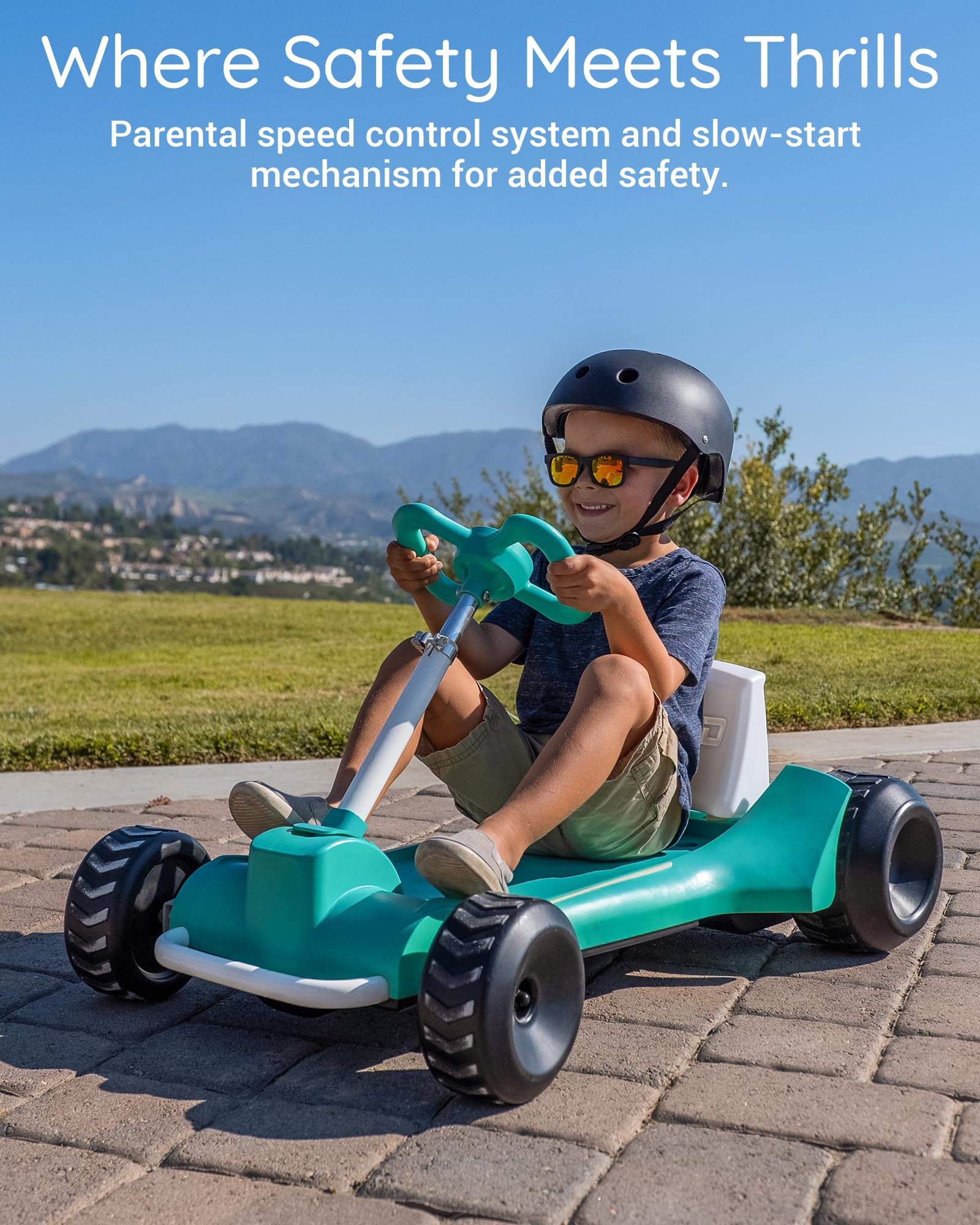 Droyd Zypster Electric Go Kart for Kids - 25V Lithium Ion Battery, Dual 50W Brushed DC Motor (3-6 MPH) - Adjustable Height & Seat - Parental Control - Safe Ride On Toy for Boys & Girls - Perfect for Backyard Fun, Birthday Gifts & Outdoor Adventures