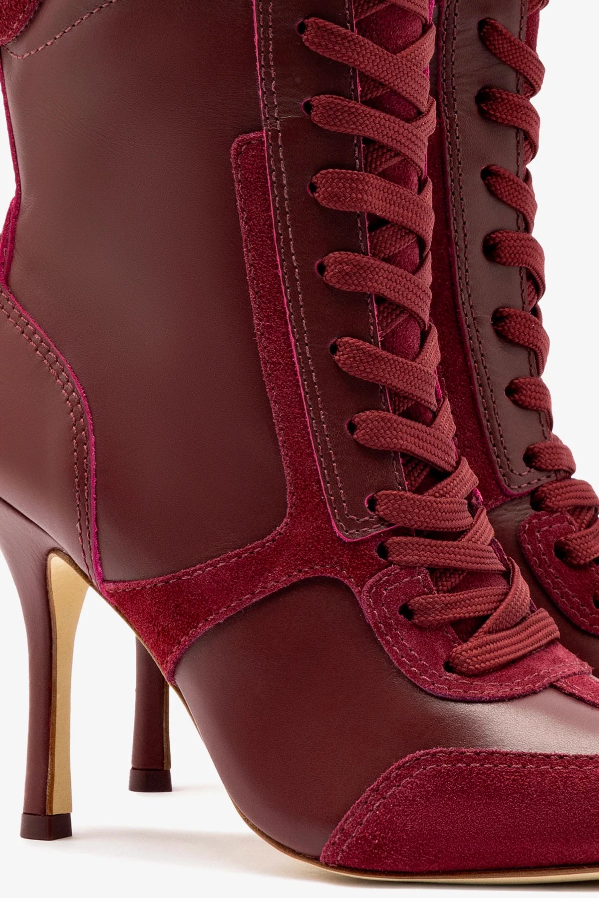 Larroudé x Jonathan Cohen Burgundy Suede High Heel Sneaker Boots - Stylish Women's Fashion Shoes for Parties, Date Nights & Evening Events
