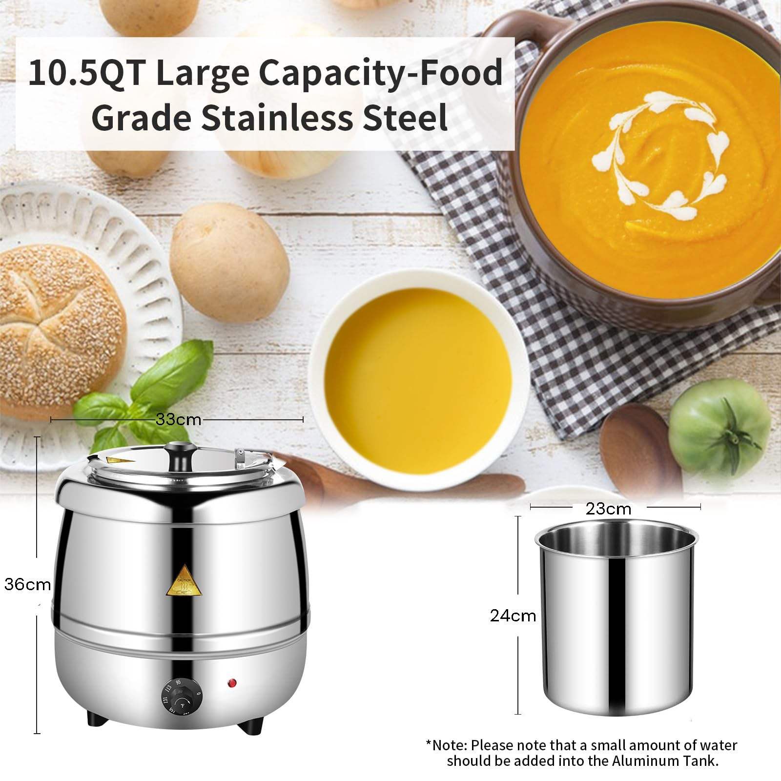 10L Commercial Electric Buffet Food Warmer - Stainless Steel Soup Warmer for Restaurants, Catering & Buffets - Keep Food Hot for Hours
