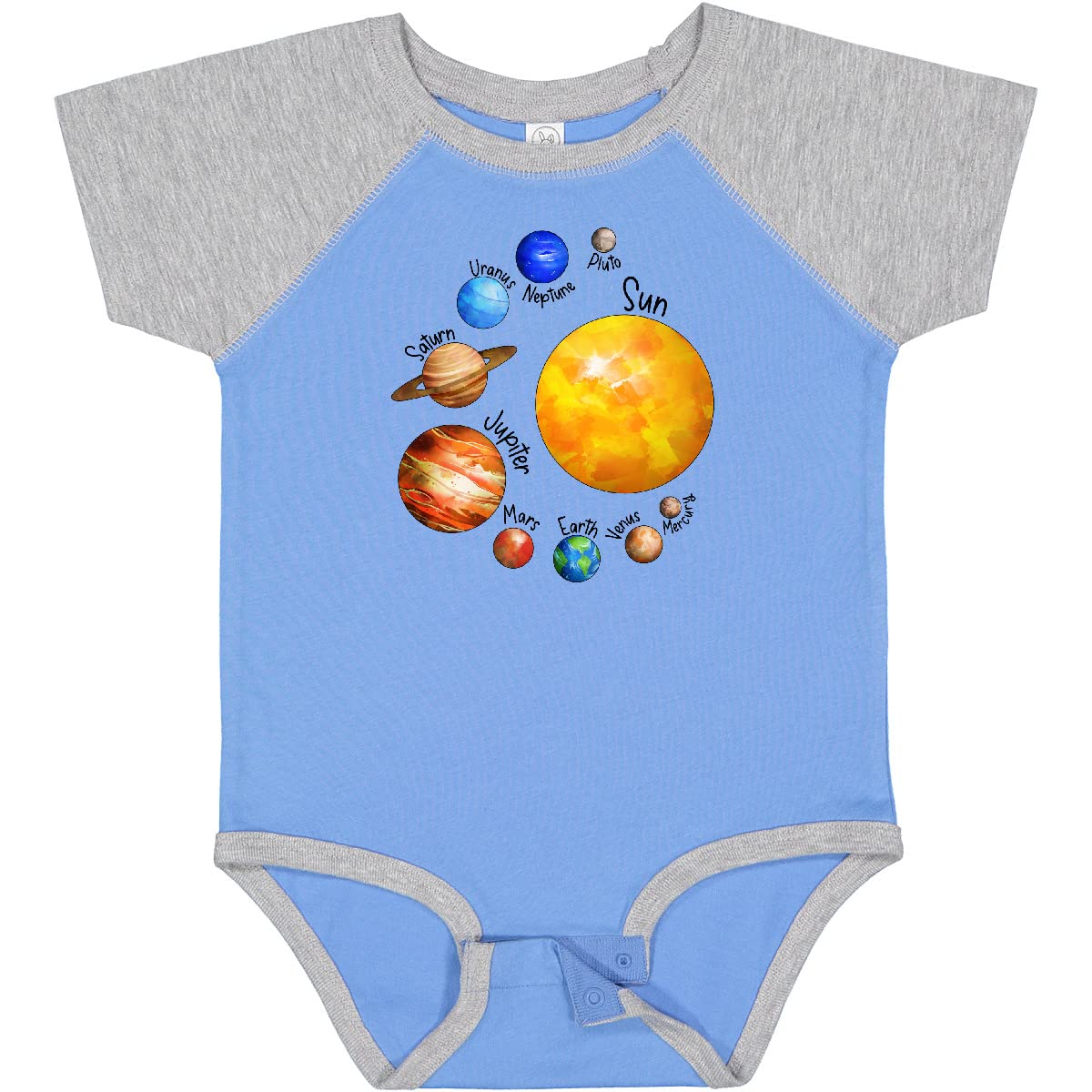 Inktastic Sun and Planets Baby Bodysuit - Cute Solar System Outfit for Infants & Toddlers - Perfect for Astronomy Lovers, Space-Themed Parties & Everyday Wear