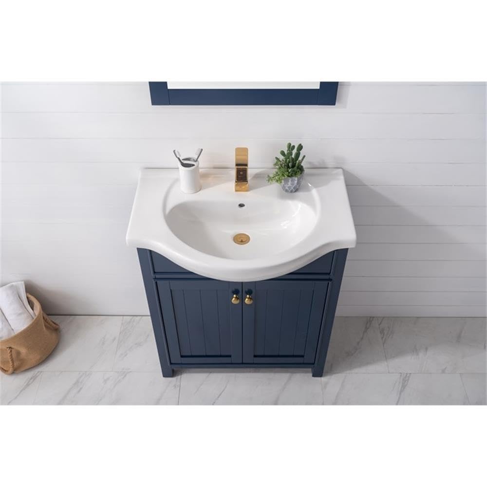 Design Element S05-30-BLU 30-Inch Blue Bathroom Vanity with Soft-Close Doors - Perfect for Modern Bathrooms, Small Spaces & Home Renovations
