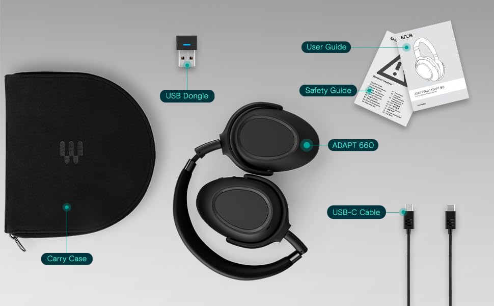 EPOS ADAPT 660 Wireless Bluetooth Headphones with AI Noise Cancellation & Alexa Built-in | Certified for Microsoft Teams | Adaptive ANC Microphone System | Perfect for Remote Work, Online Meetings & Music Streaming
