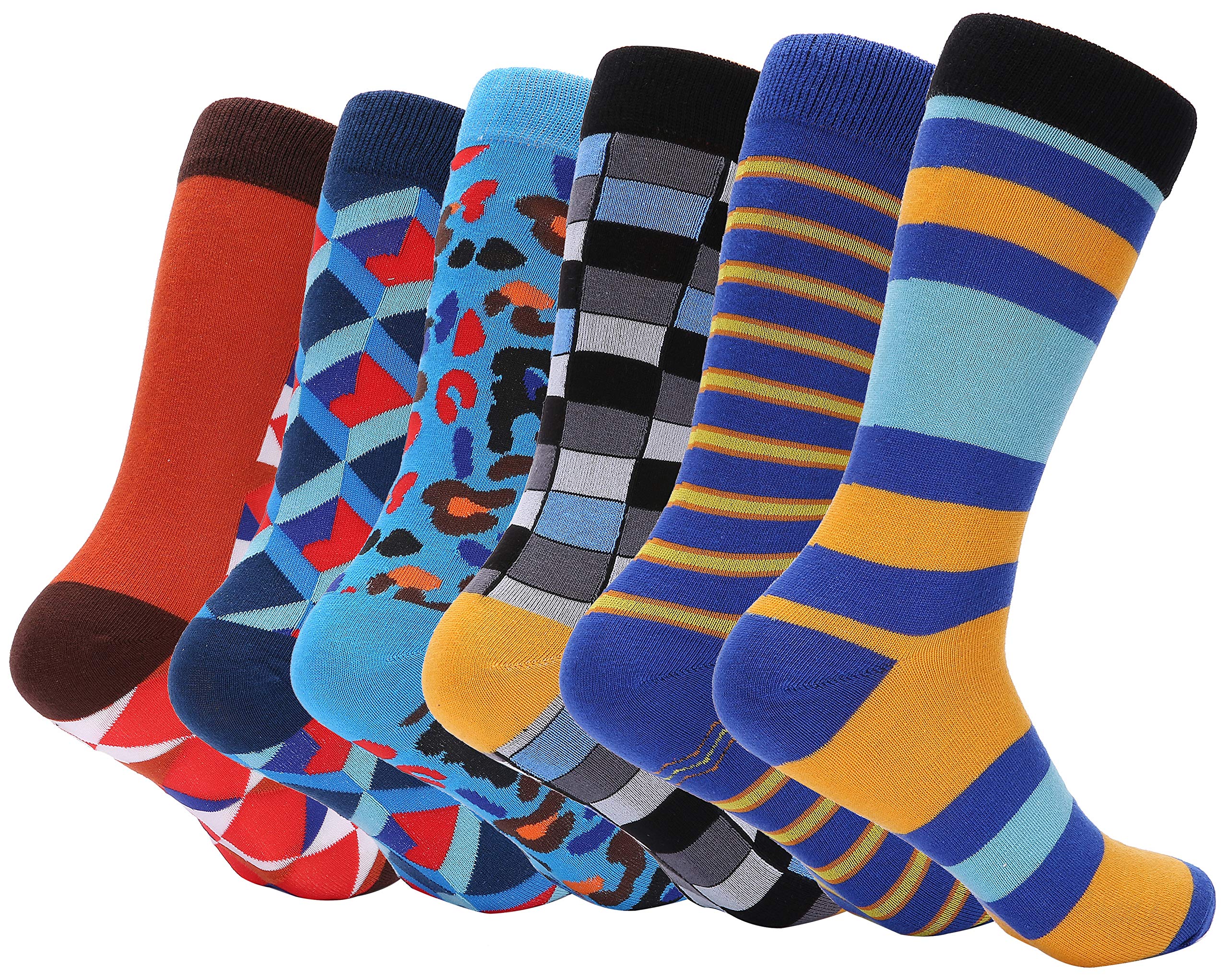 Marino Men's Dress Socks - 6 Pack Colorful Cotton Casual Socks for Business & Everyday Wear - Funky Patterned Socks for Office, Parties & Gifts