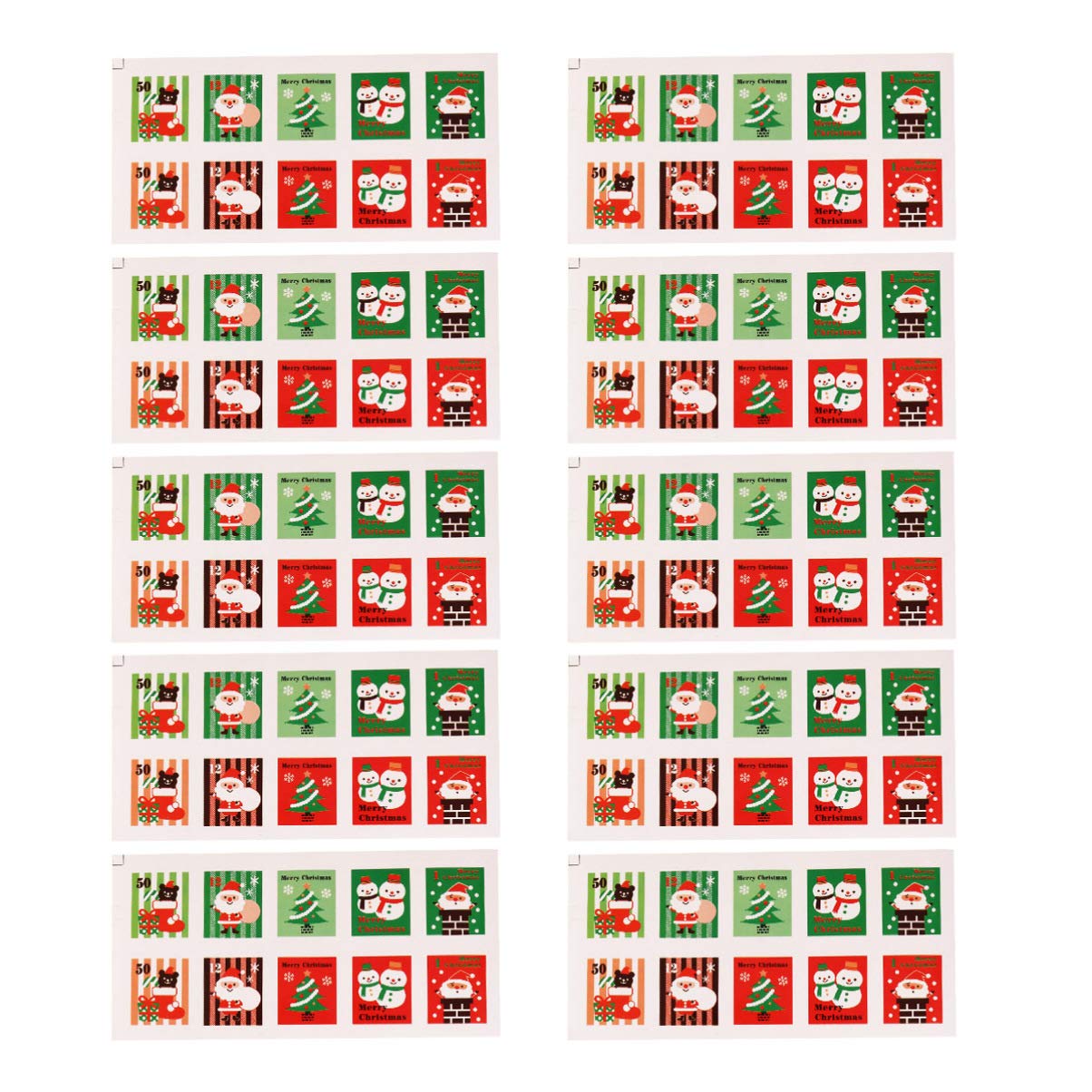 Healifty 200 Pack Christmas Gift Tags - Self-Adhesive Santa Snowman Stickers for Presents, Holiday Decorations - Perfect for Co-Workers, Friends & Family - Great for Wrapping Gifts, Party Favors & Holiday Crafts