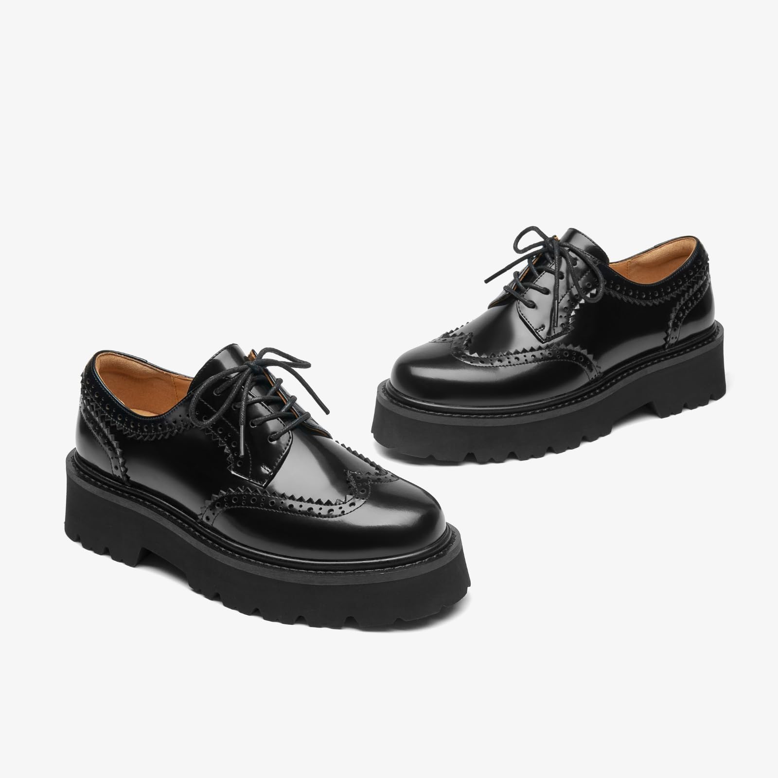 BEAU TODAY Women's Chunky Leather Lace-Up Oxford Shoes - Comfortable Platform Dress Shoes for Business, Office & Casual Wear | Perfect for Work, Professional Outfits & Everyday Style