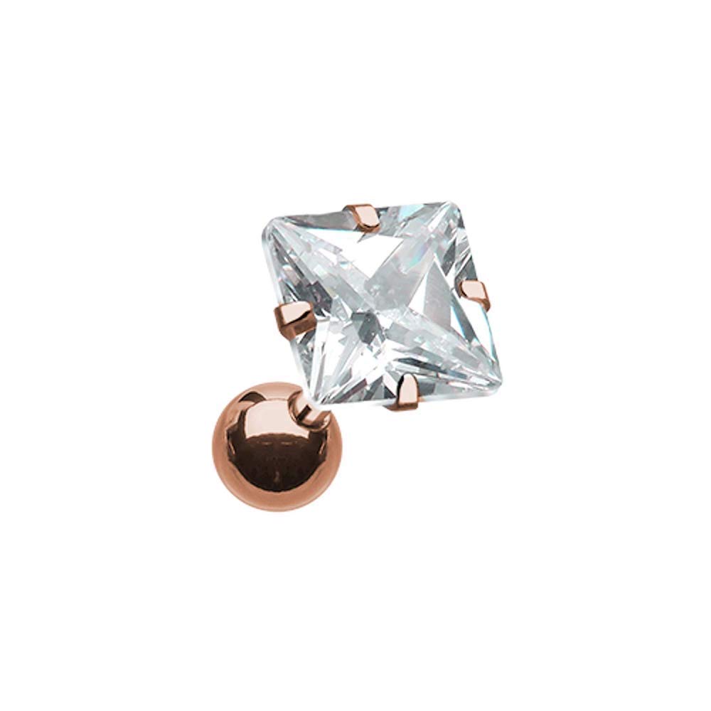 Rose Gold Square Gem Crystal Cartilage Tragus Earrings for Women - Dainty Helix Ear Jewelry for Everyday Wear & Special Occasions