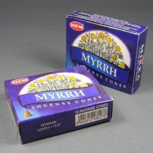 Premium HEM Myrrh Incense Dhoop Cones - Pack of 10 (2 Boxes) | Natural Aromatic Resin for Meditation, Yoga & Spiritual Cleansing | Relaxing Home Fragrance & Stress Relief